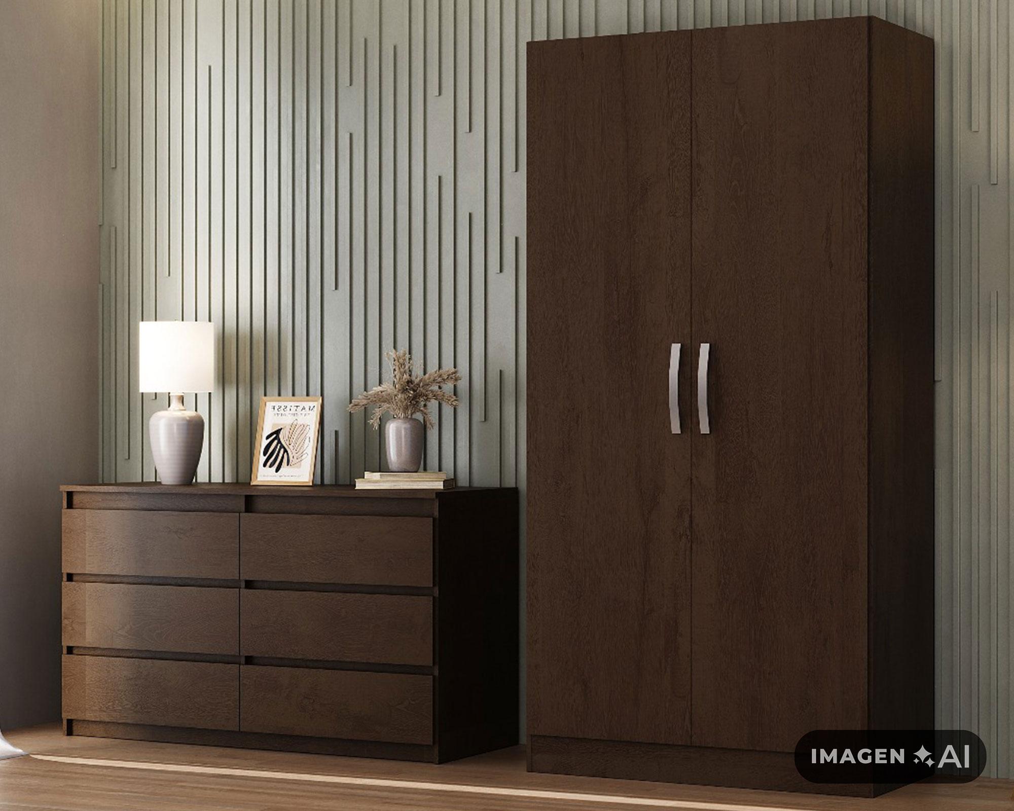 Clóset 2 puertas Pucón tabaco 183x92x45 cm-2