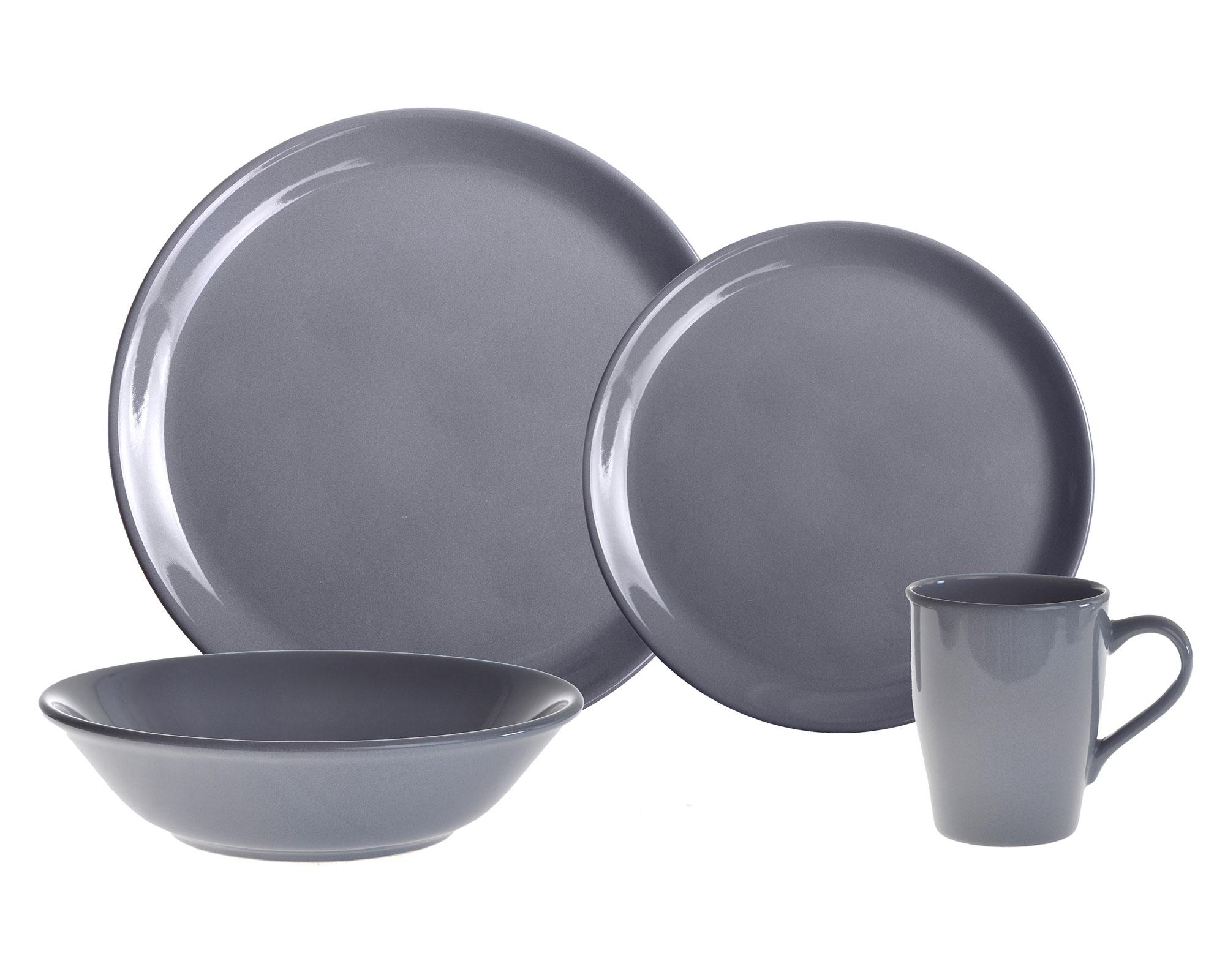 Vajilla 16 piezas Hitiit gris Cotidiana-0