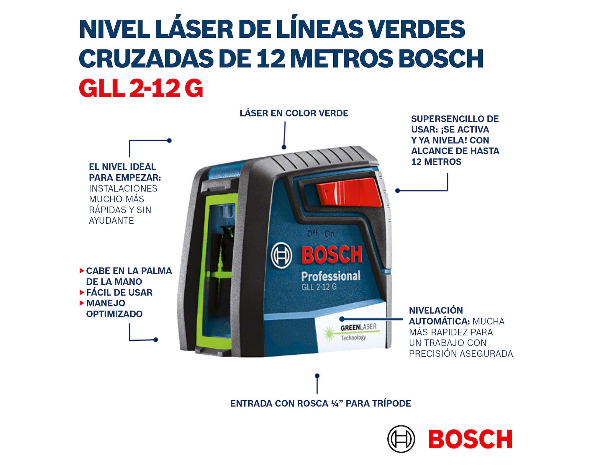 Nivel láser líneas cruzadas GLL 2-12 G Bosch-4