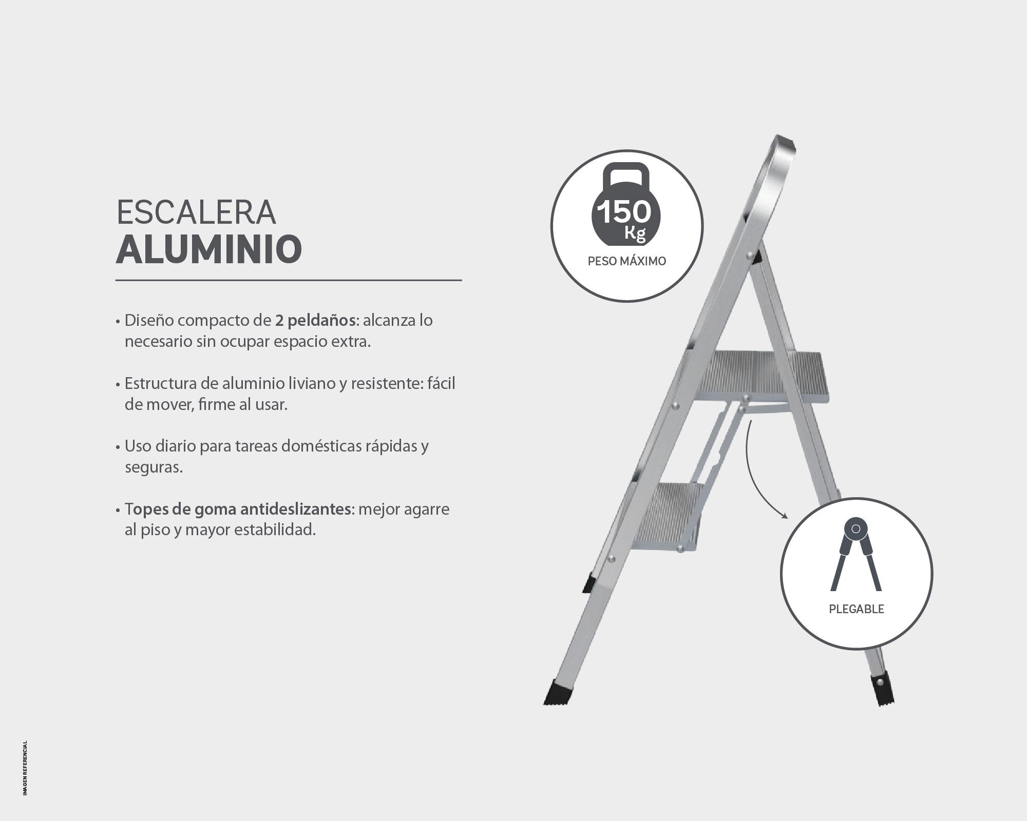 Escalera Cotidiana 2 Niveles Aluminio 150 kg-3