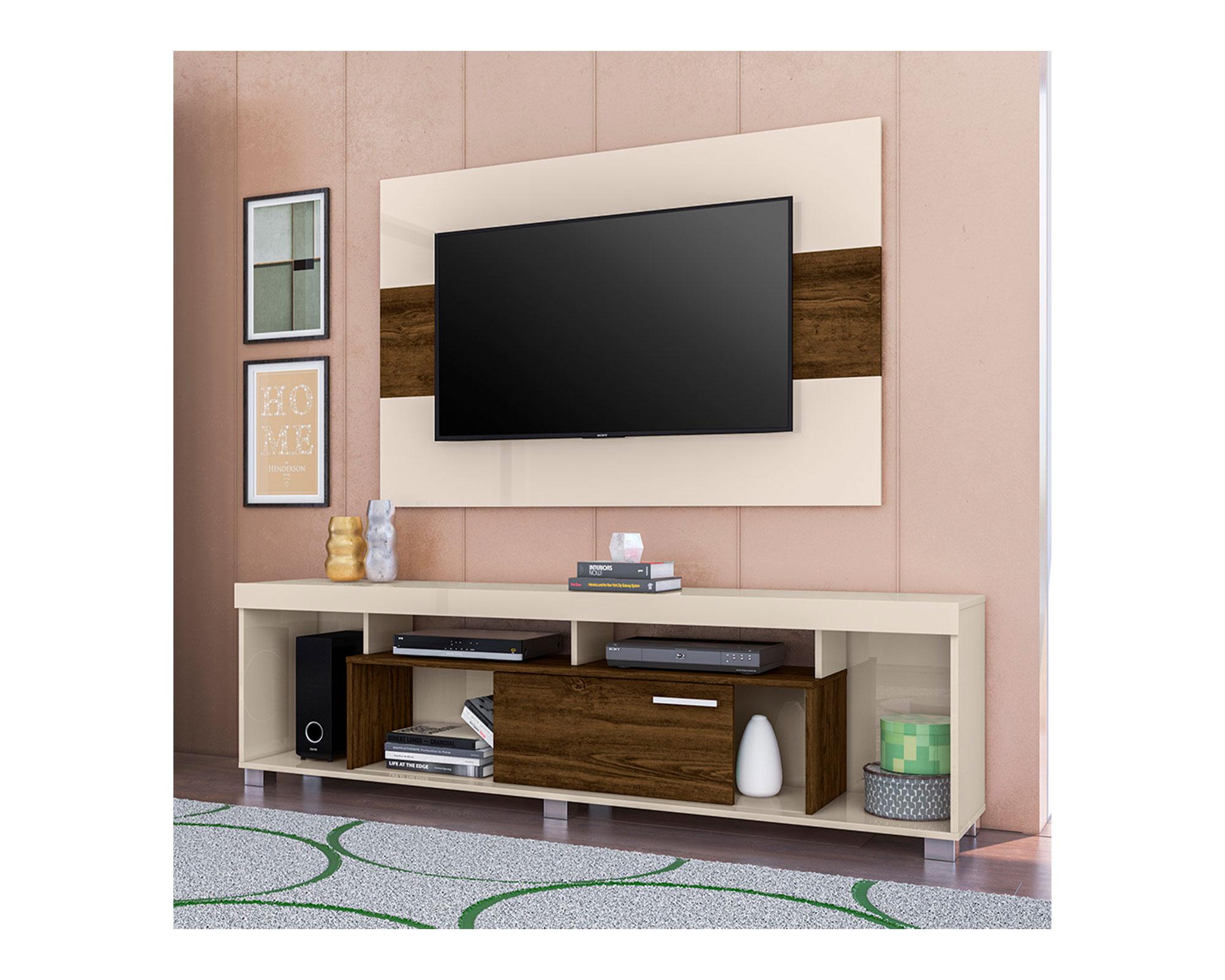 Rack TV 65'' + panel TV 55'' Tomaz blanco opaco/savana Altavision-2