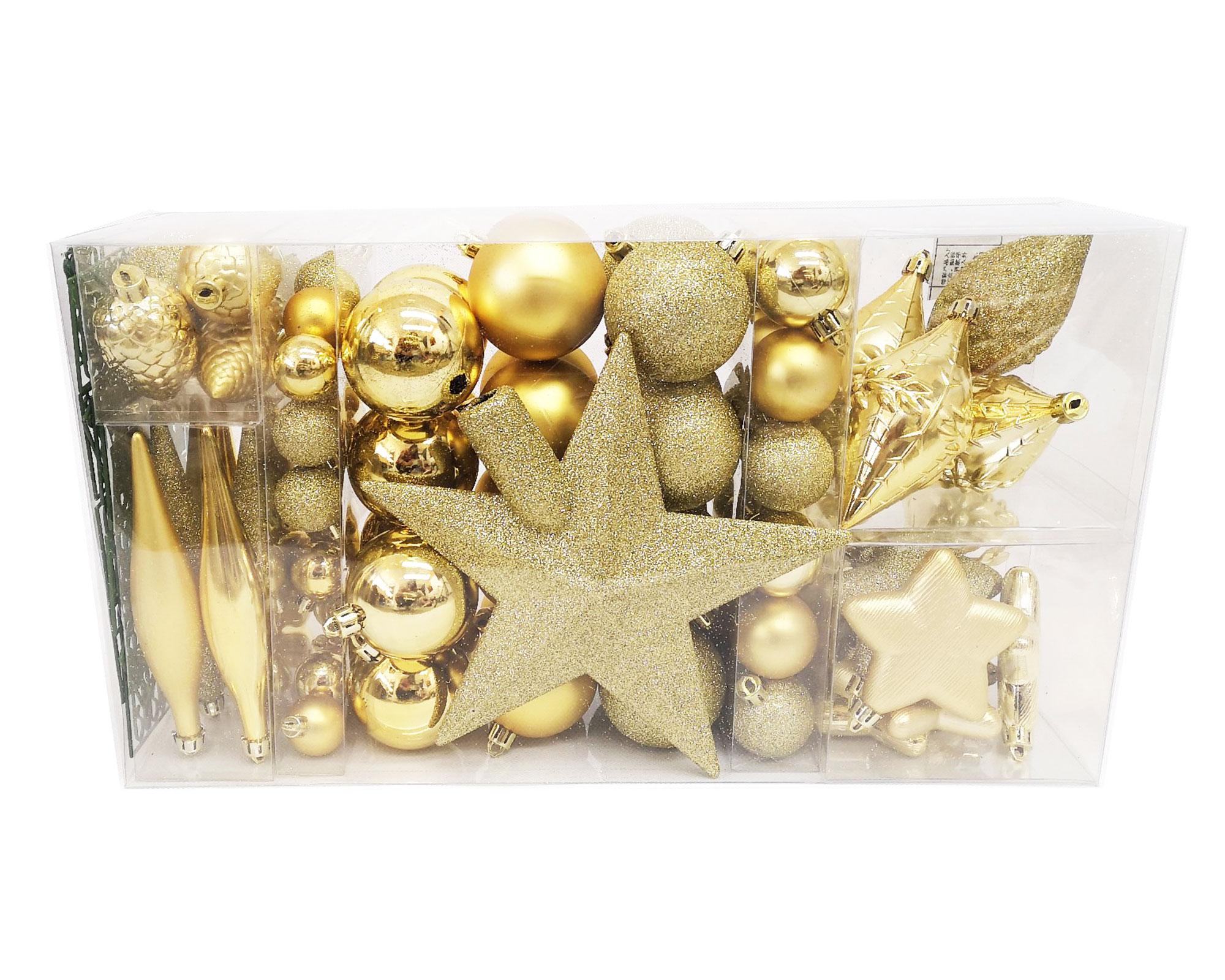Set decoración navidad dorado 104 piezas-0