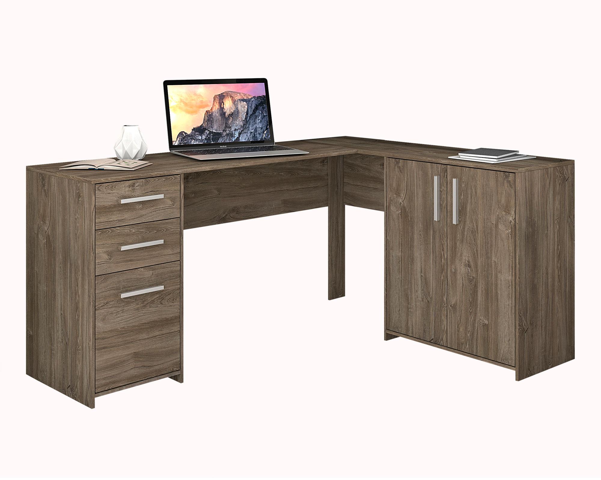 Escritorio esquinero 2 cajones 3 puertas Pekín canela Home Mobili-0