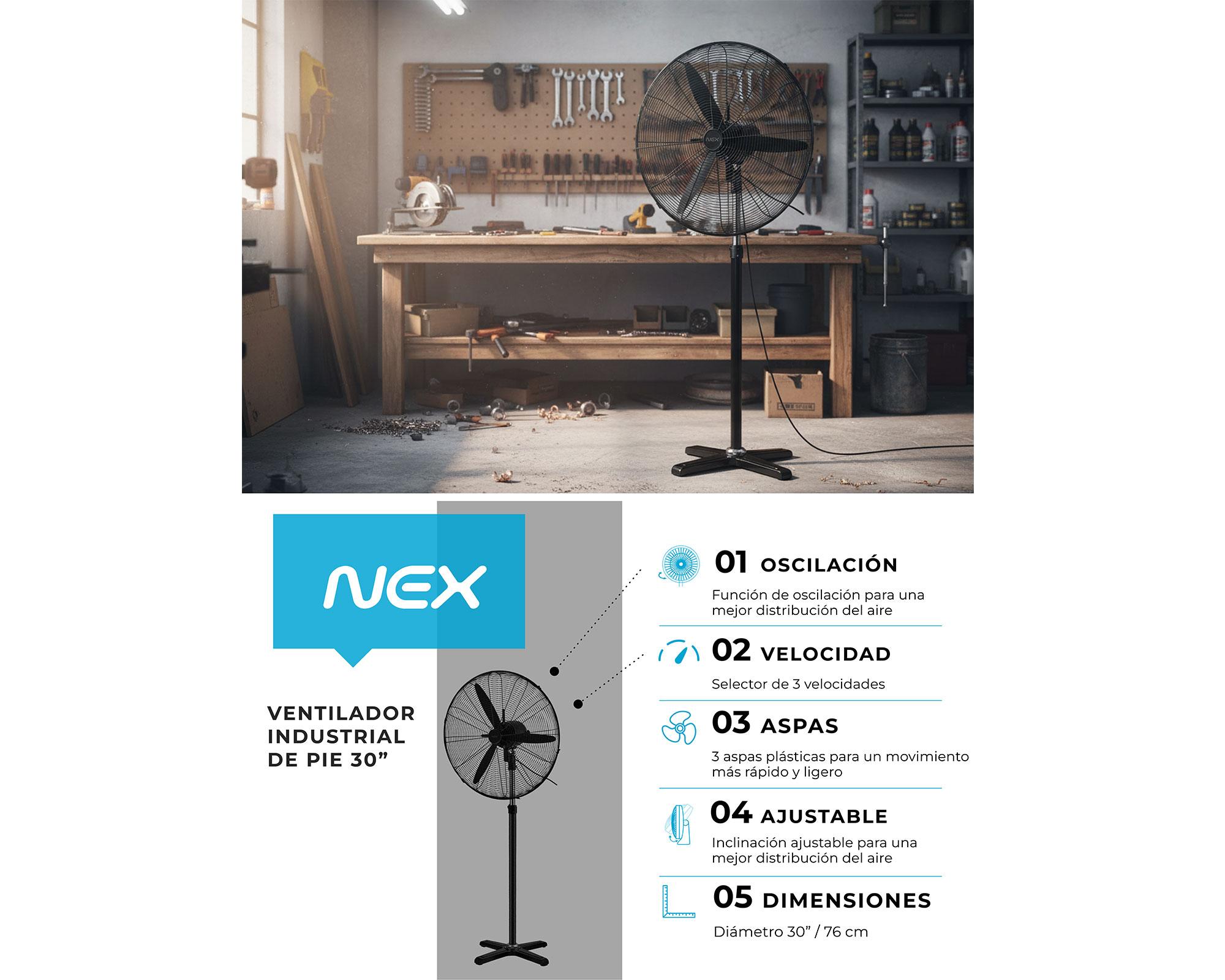 Ventilador industrial 30'' negro Nex-5