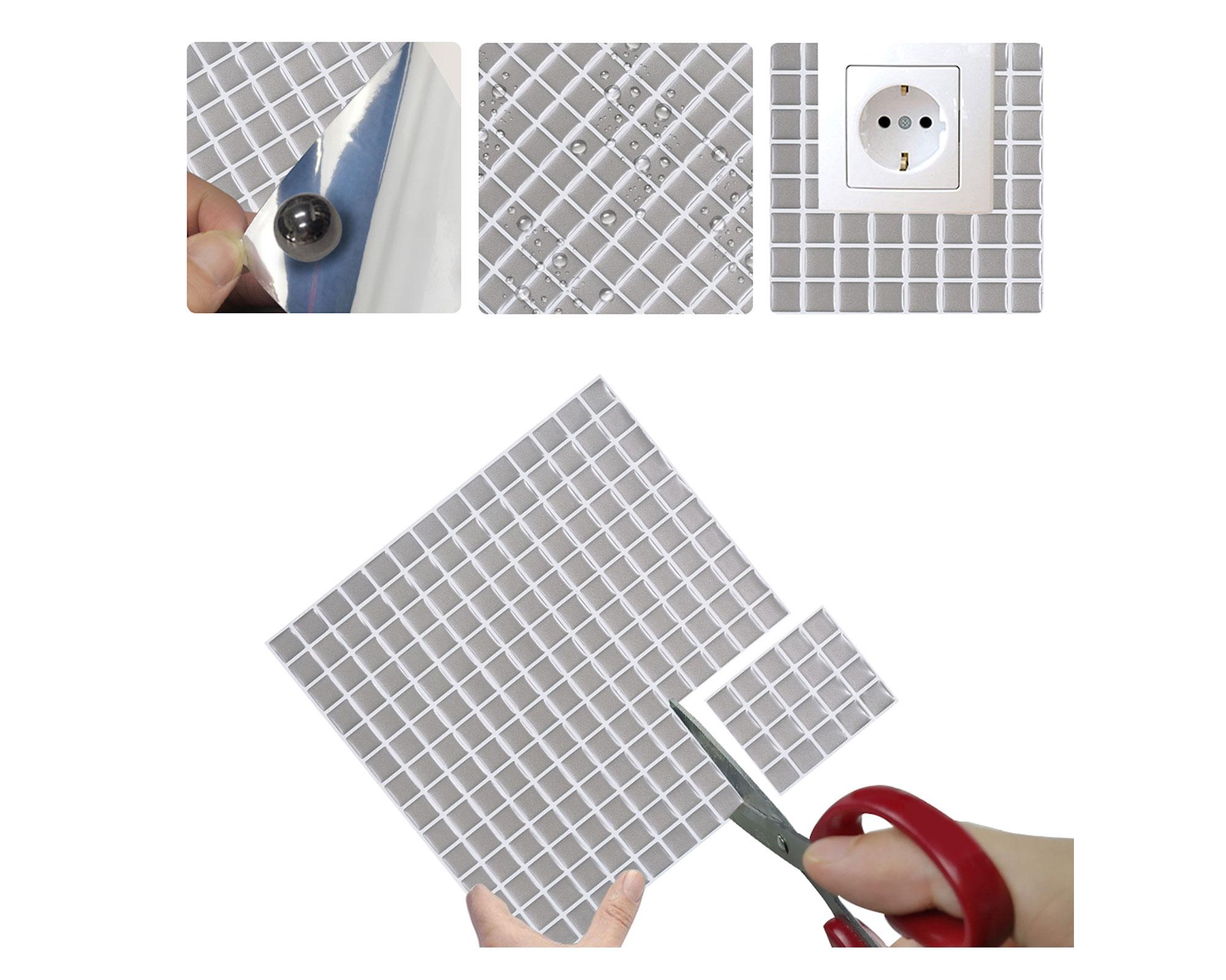 Mosaico autoadhesivo 27x27 cm cuadros metal Dekora2.-1