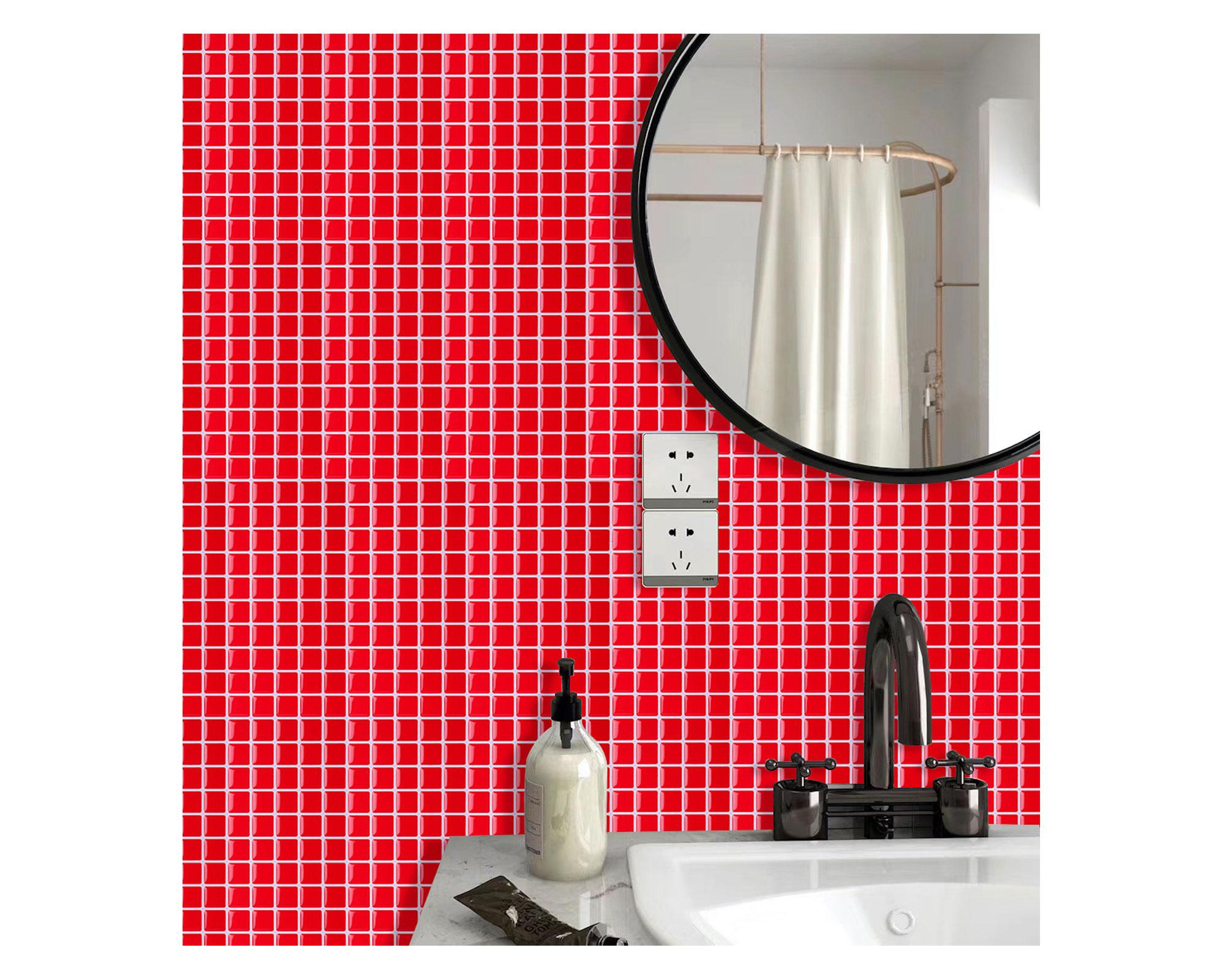 Mosaico autoadhesivo 27x27 cm cuadros rojo Dekora2-4
