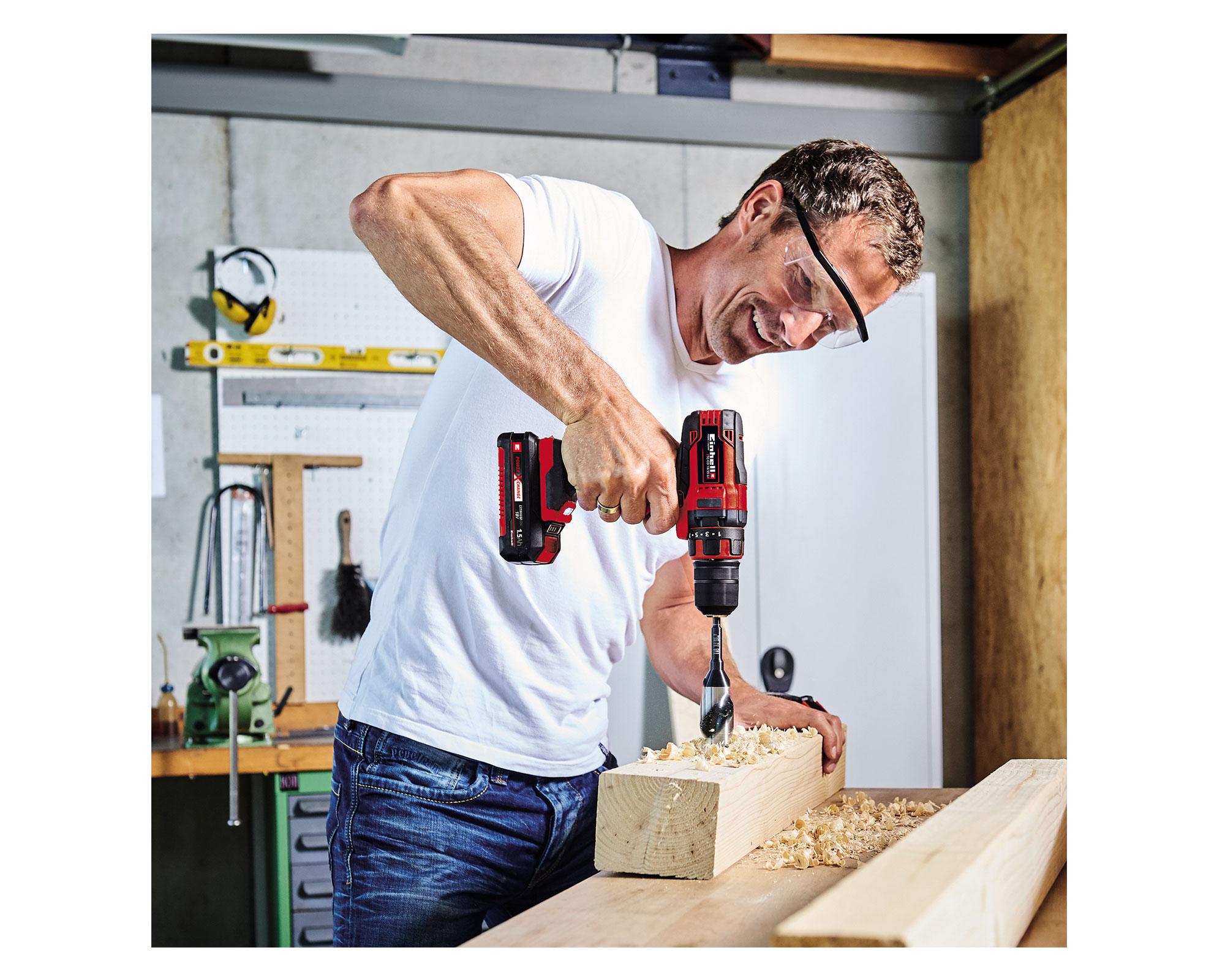 Taladro atornillador inalámbrico + esmeril angular inalámbrico + 2 baterías Li Einhell-3