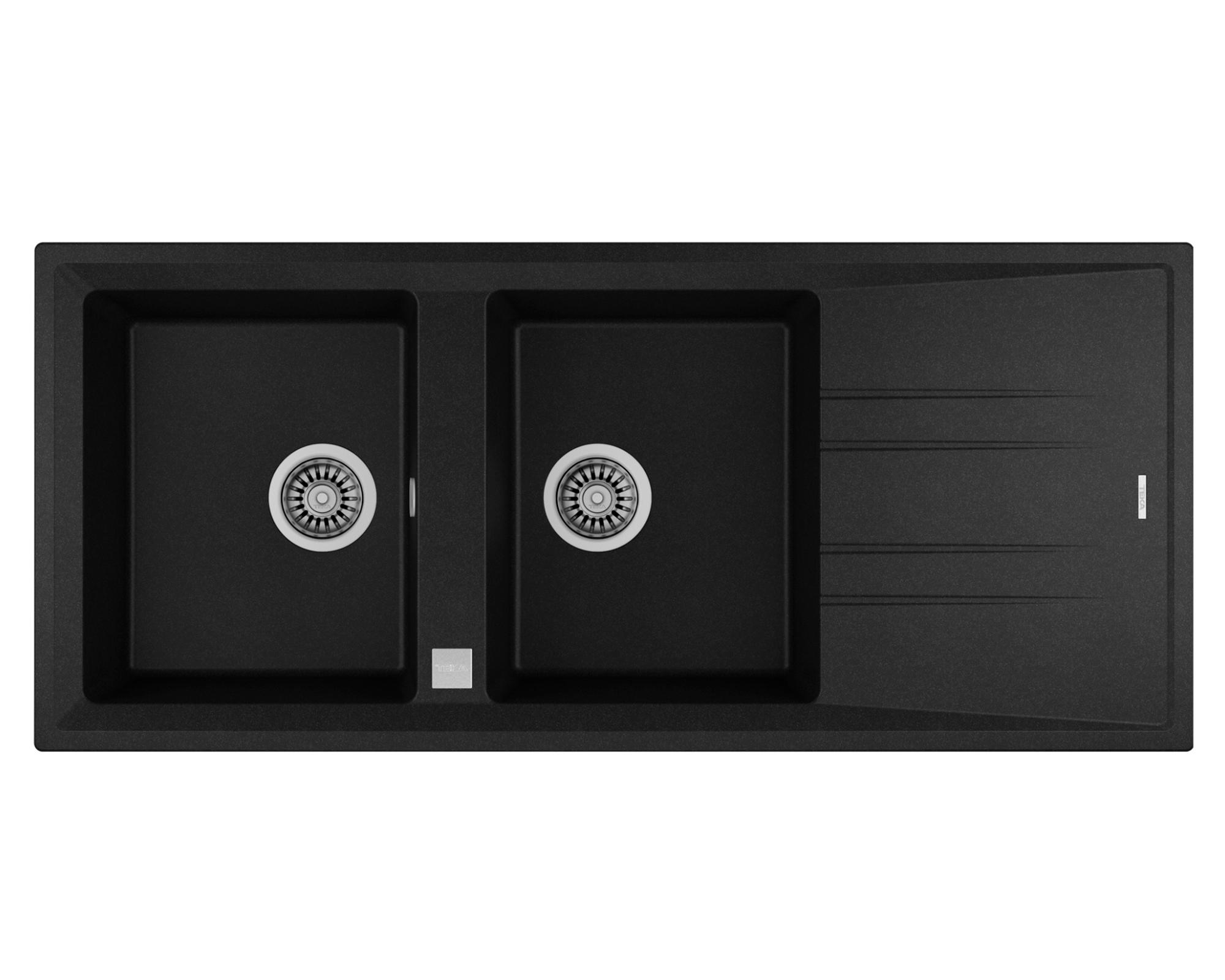 Lavaplatos doble empotrable Stone 80 2C1E TG negro carbón 19.9x116x51 cm-0