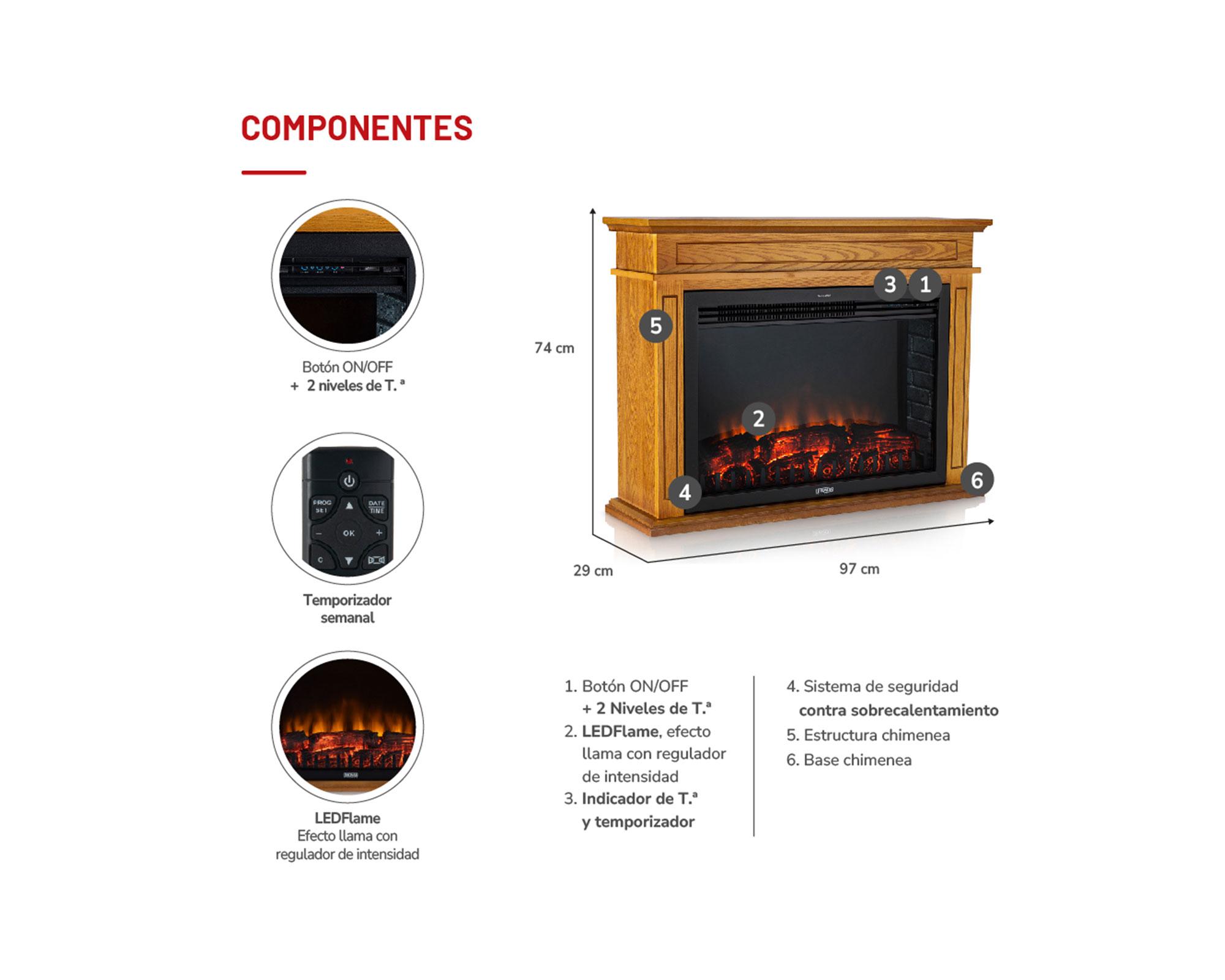 Chimenea eléctrica TH-FP105 café 2000W-4