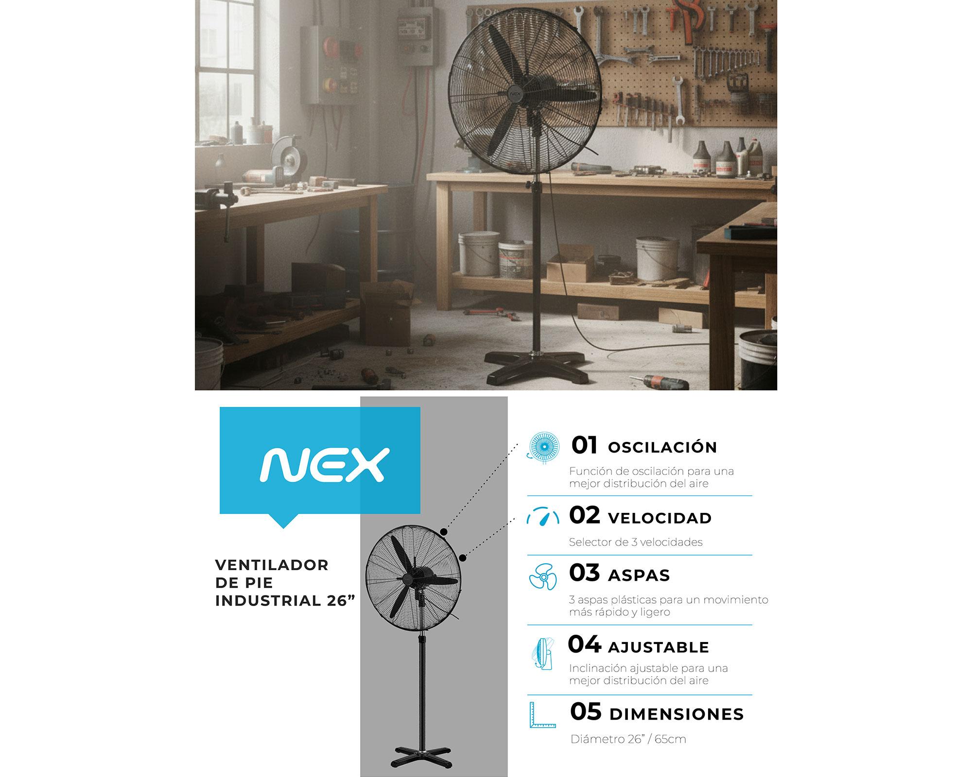 Ventilador pedestal 26'' INF2610x negro Nex-4