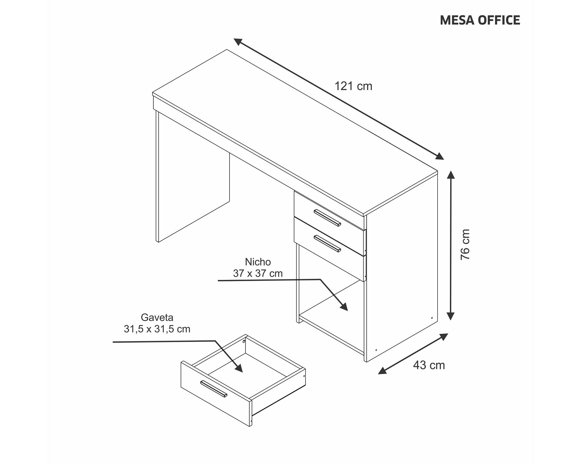 Escritorio 2 cajones Arabia negro Home Mobili-4