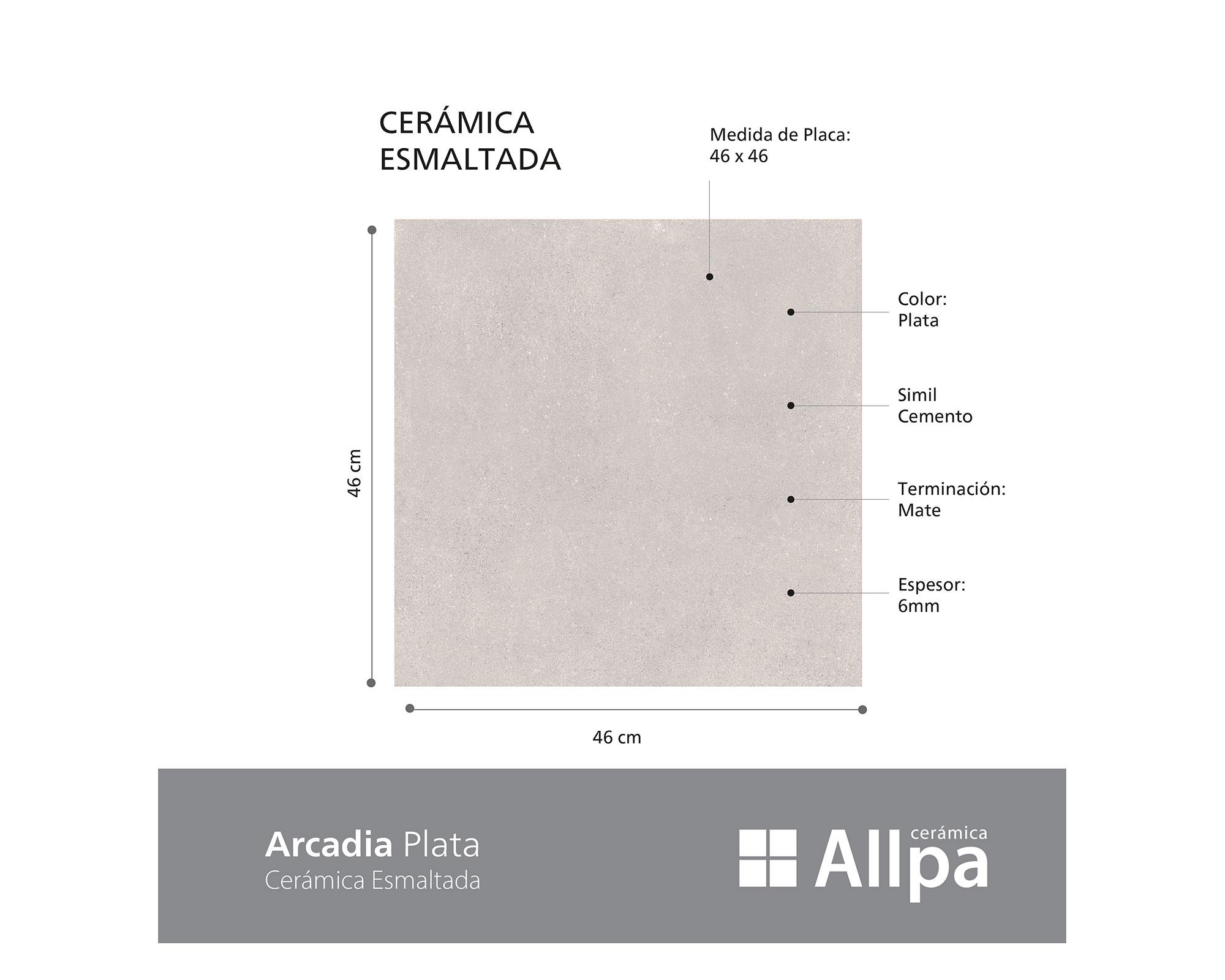 Cerámica piso muro Arcadia plateado 46x46 cm 2.58 m2-6