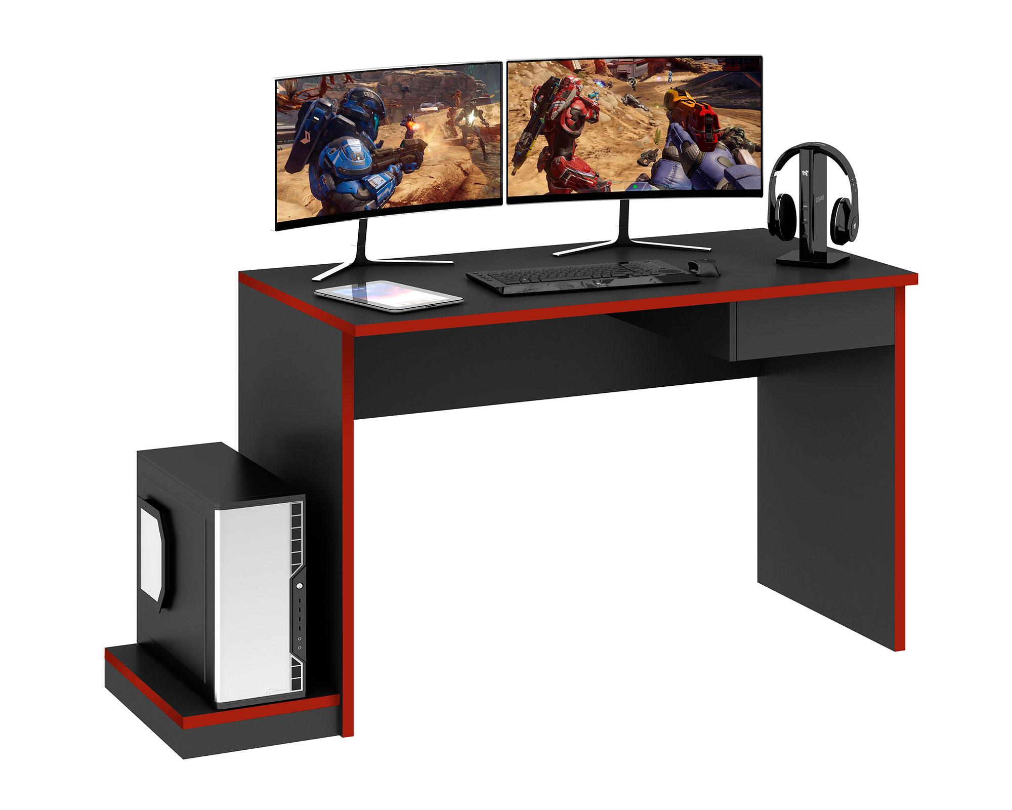 Escritorio 1 cajón negro/rojo MobilFrank-2