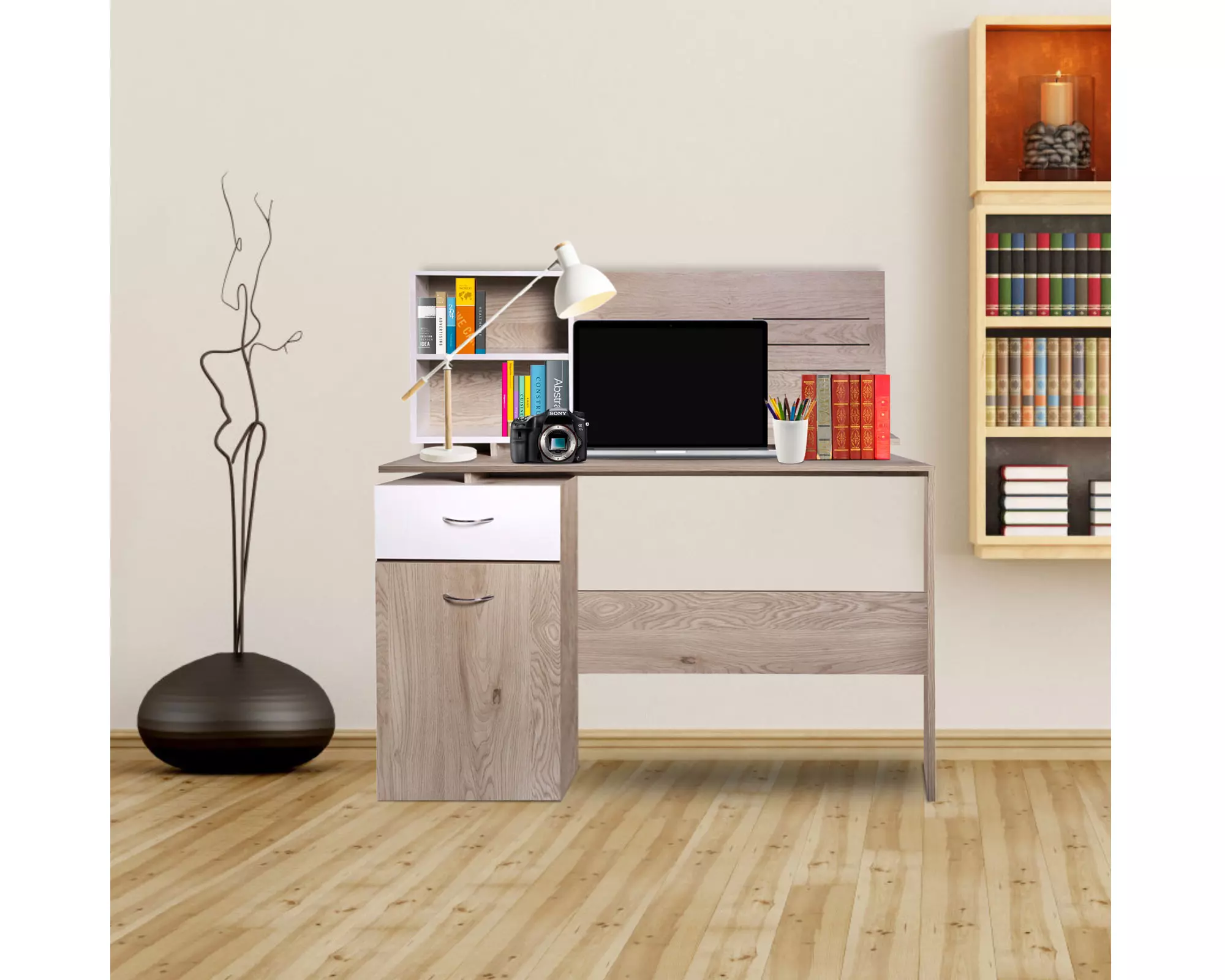 Centro de trabajo 1 puerta 1 cajón natural M+Design.-3