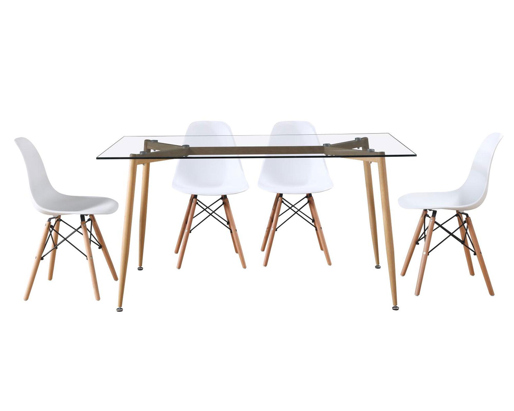 Comedor 4 sillas Dini transparente/blanco M+Design-0