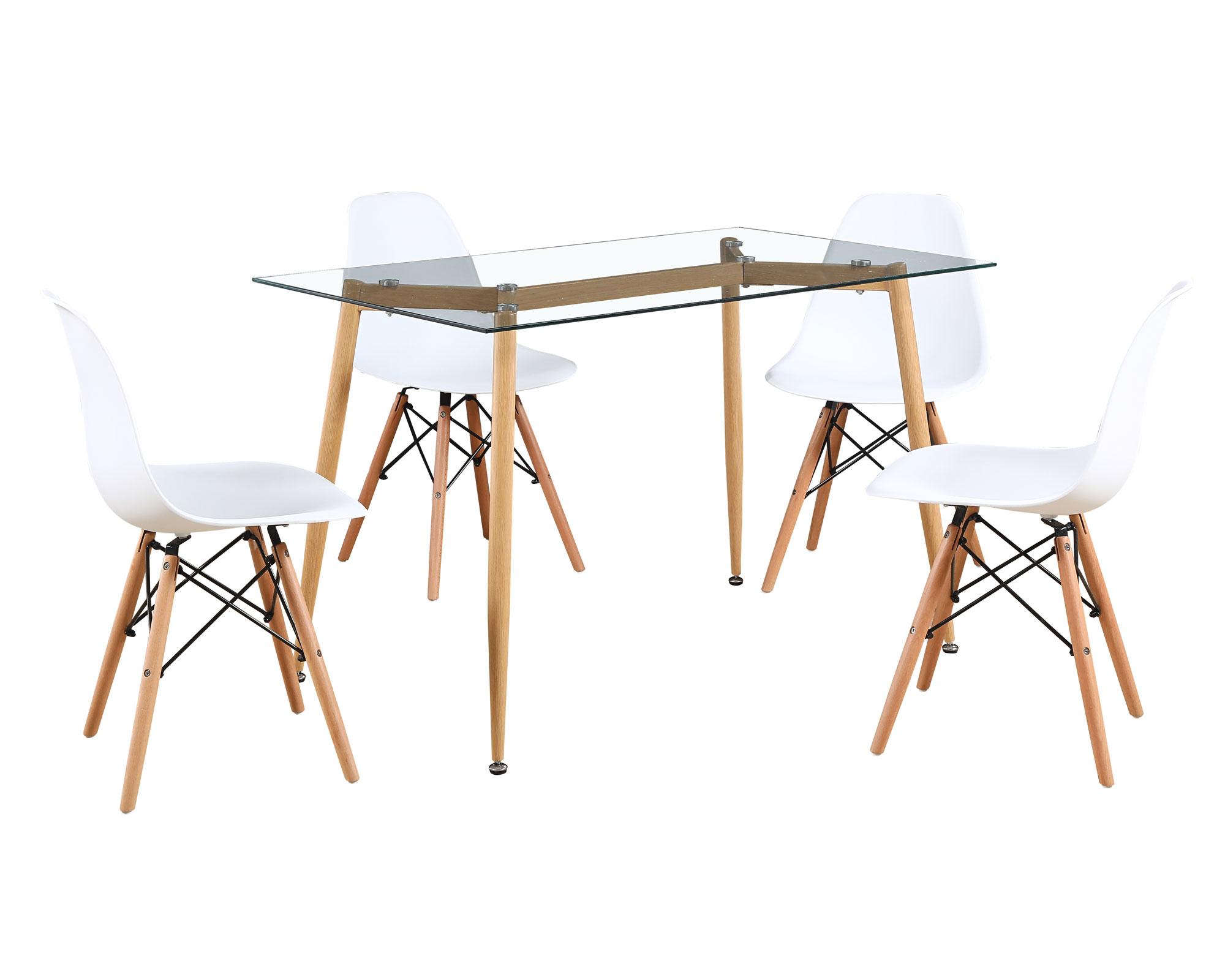 Comedor 4 sillas Dini transparente/blanco M+Design-1