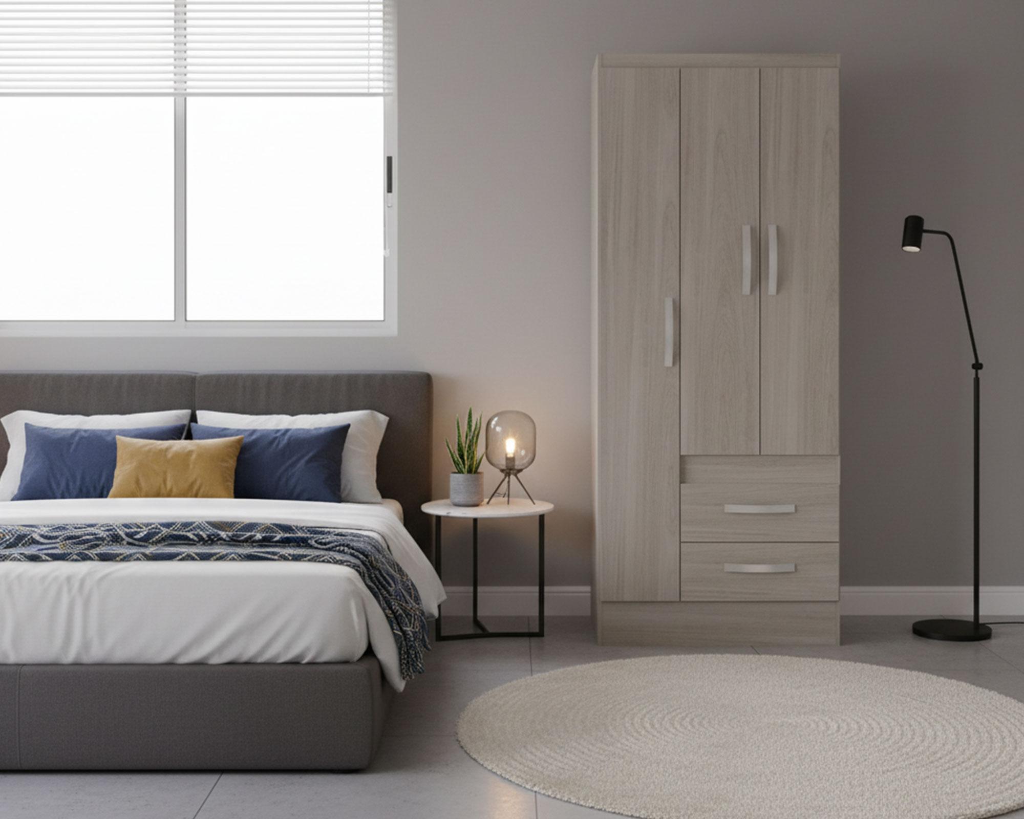 Clóset 3 puertas 2 cajones crema 183x75x45 cm-3