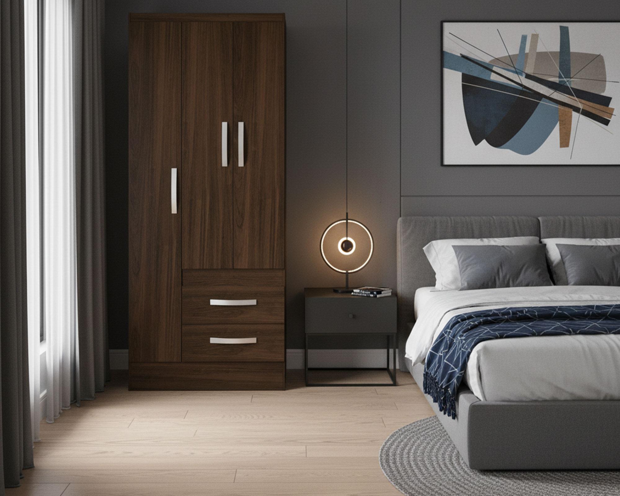 Clóset 3 puertas 2 cajones tabaco 183x75x45 cm-3