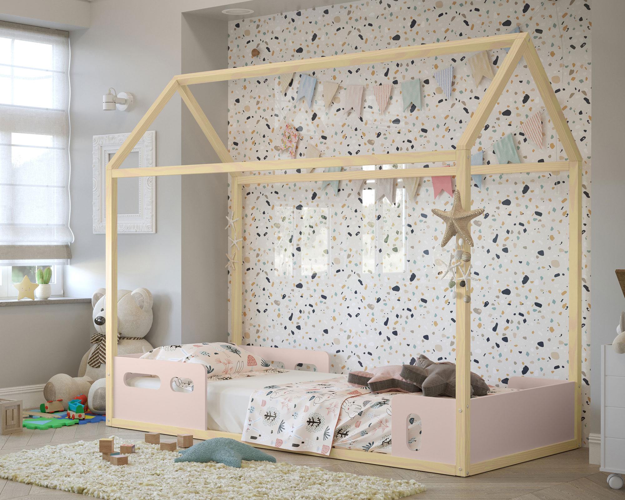 Cama casita Liv rosado Kidscool-2