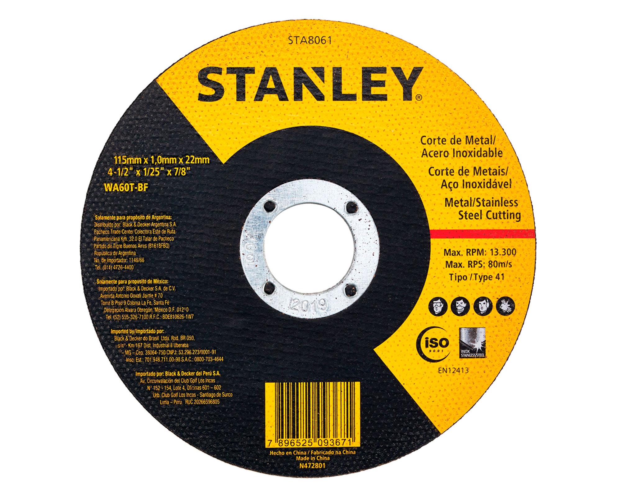 Esmeril Angular 4 1/2'' 600W + 250 discos de corte 1.6mm STA8061 Stanley.-3