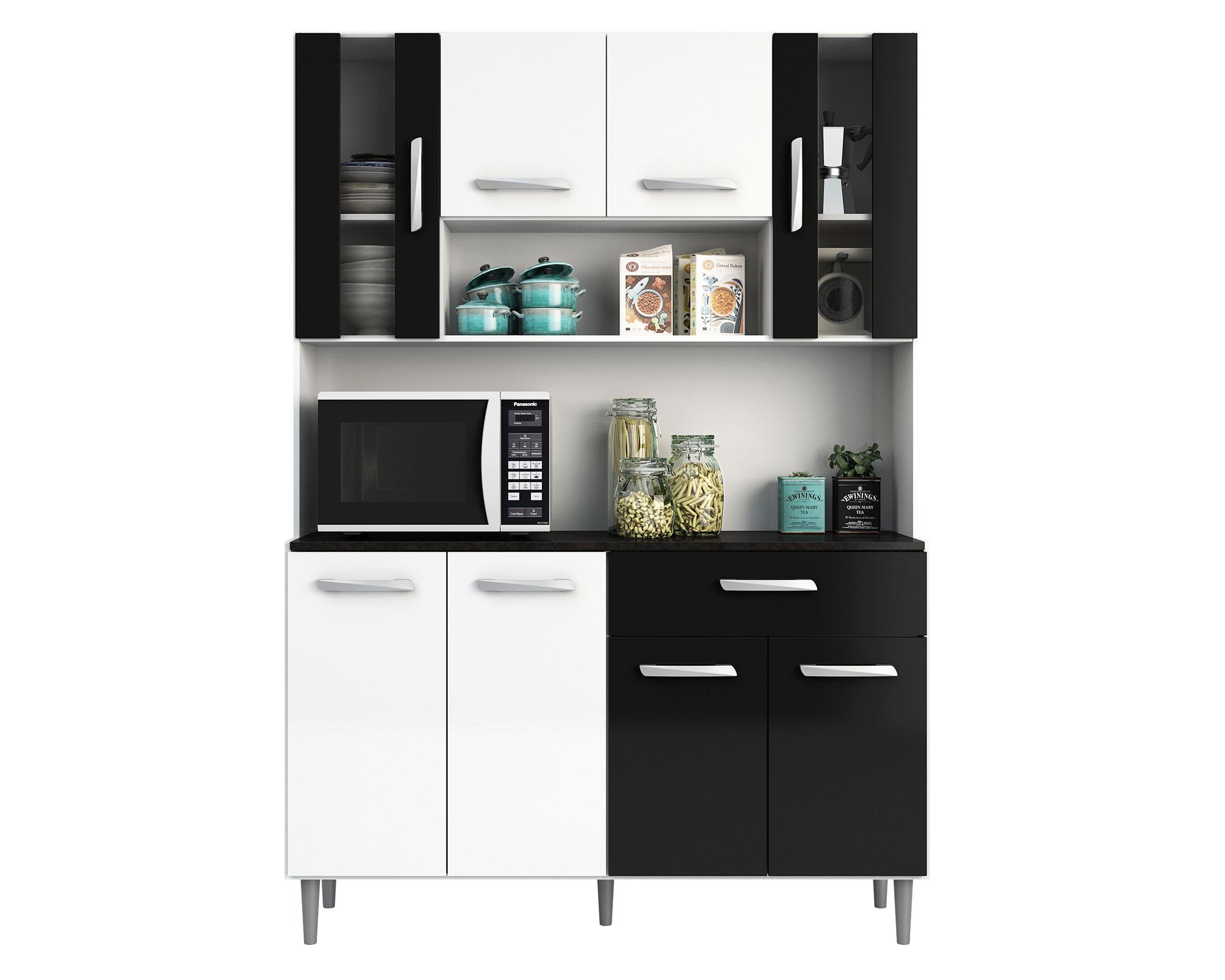 Kit cocina 8 puertas 1 cajón Grutal blanco/negro Home Mobili-0
