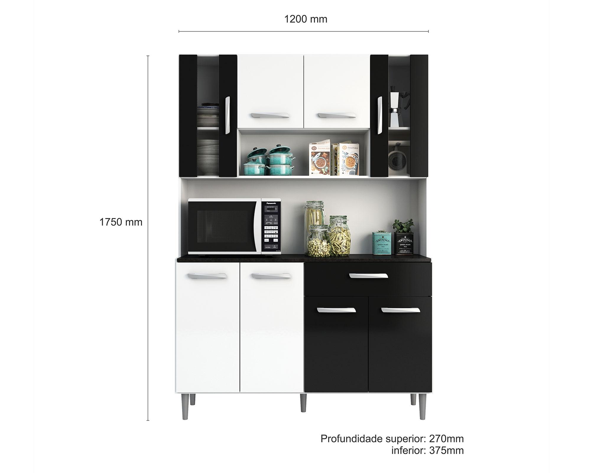 Kit cocina 8 puertas 1 cajón Grutal blanco/negro Home Mobili-3