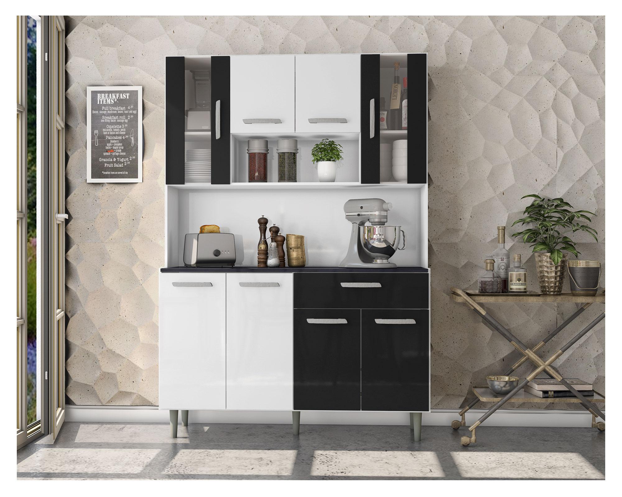 Kit cocina 8 puertas 1 cajón Grutal blanco/negro Home Mobili-2