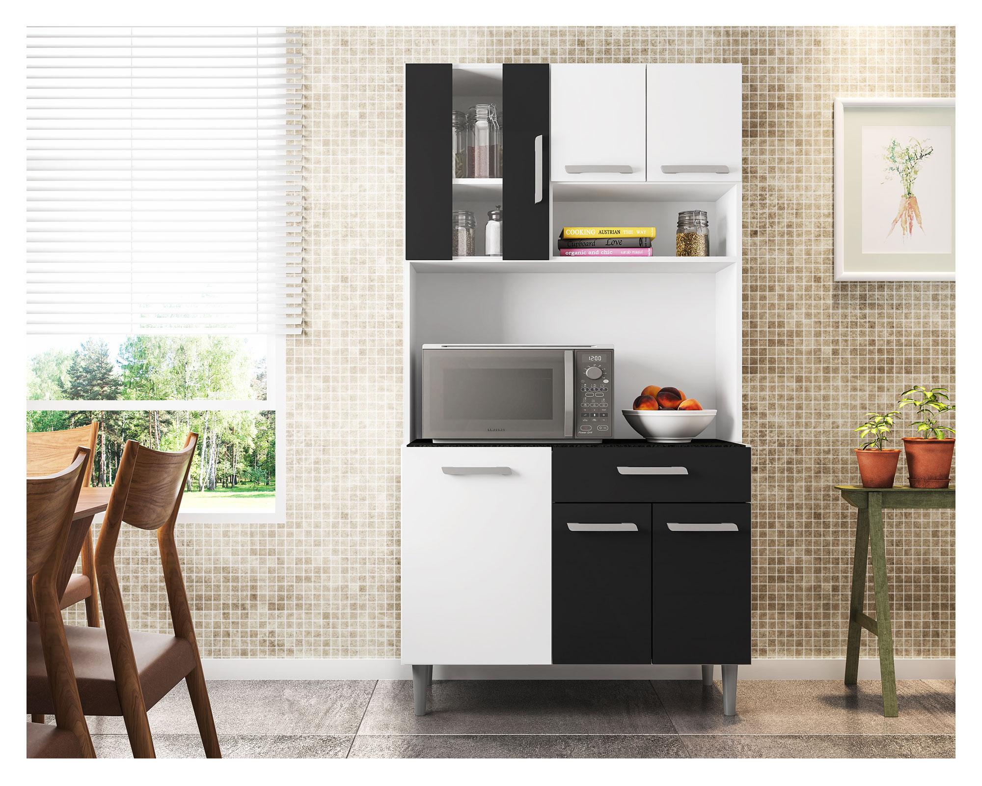 Kit cocina 6 puertas 1 cajón Ávila blanco/negro Home Mobili-2