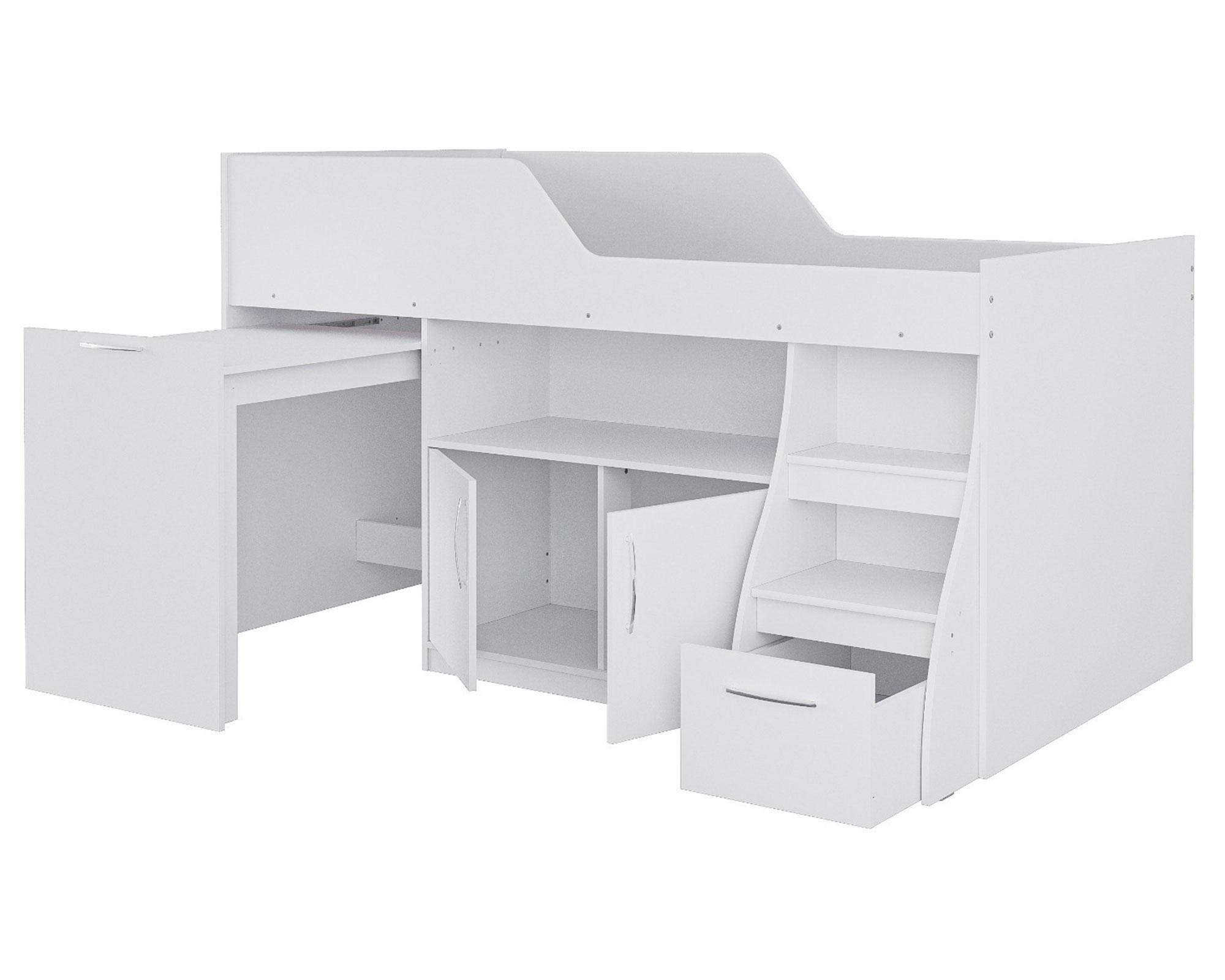 Cama multifuncional 1,5 plazas con escritorio blanco Decocasa-2