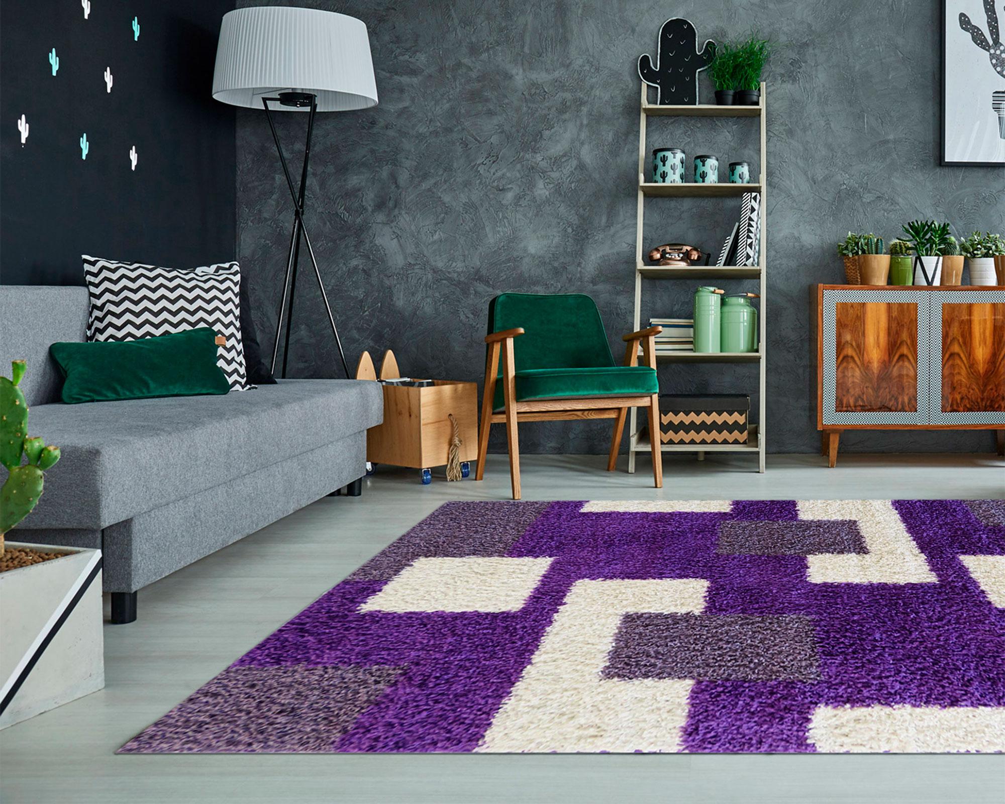 Alfombra shaggy 150x200 cm Niza D2 morado Idetex-4