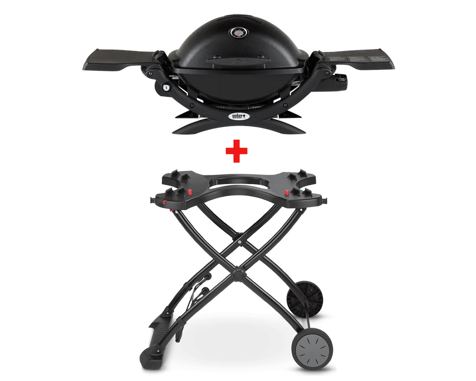 Parrilla a gas 1 quemador Q1200 negro + carro base Weber-0