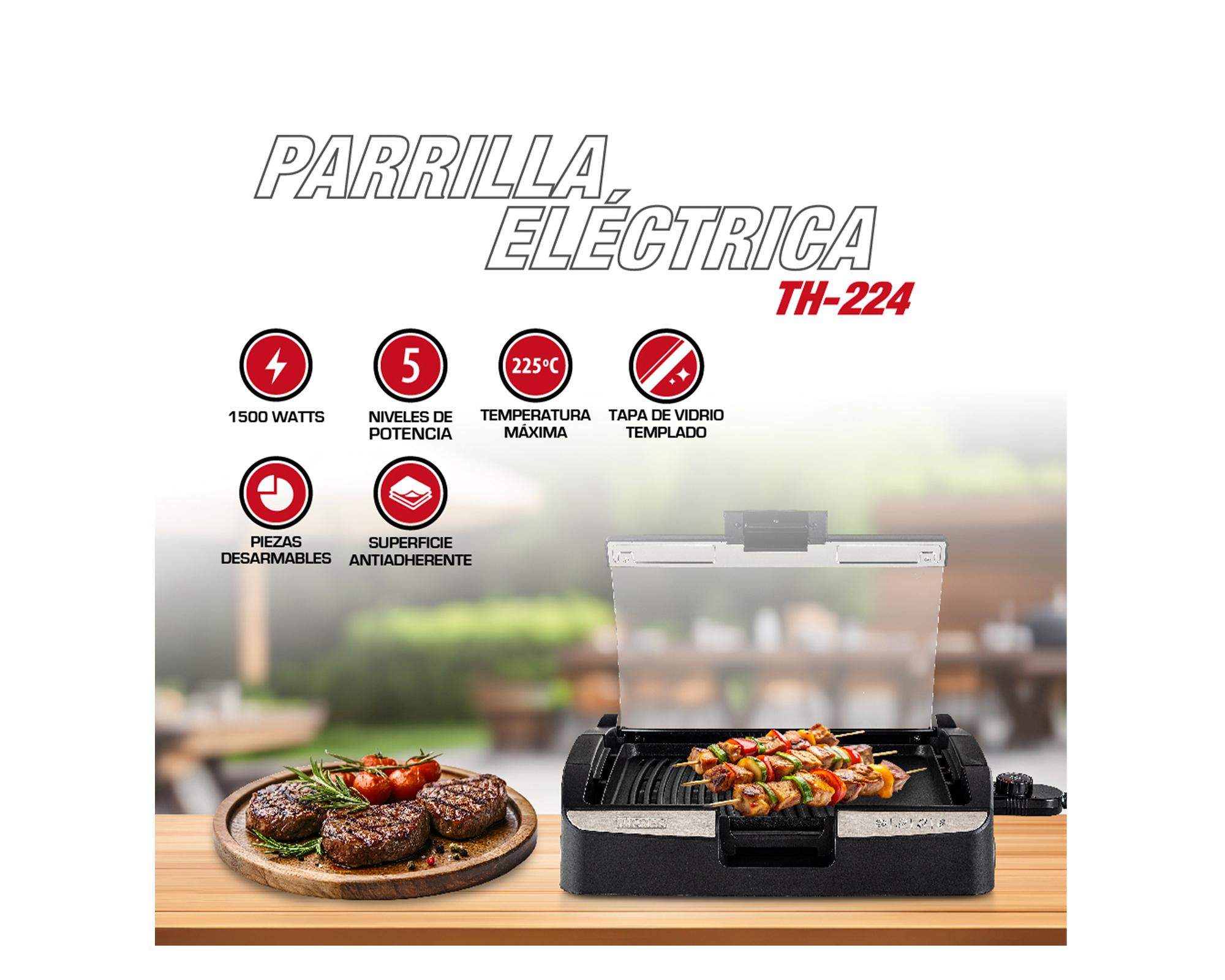 Parrilla eléctrica TH-224 negro 1500W-1