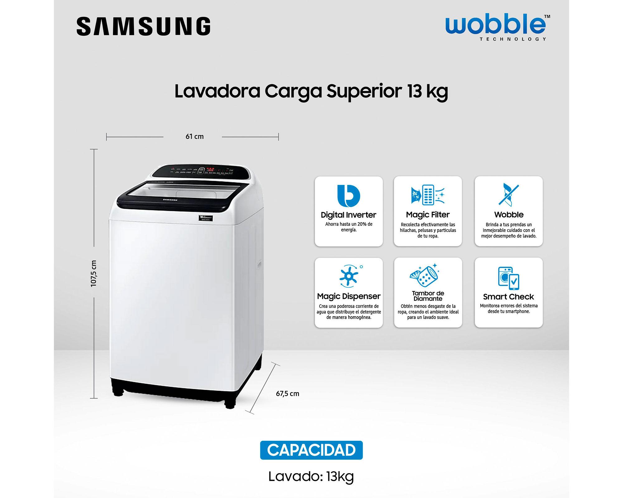 Lavadora carga superior 13 kg WA13T5260BW/ZS Samsung-22