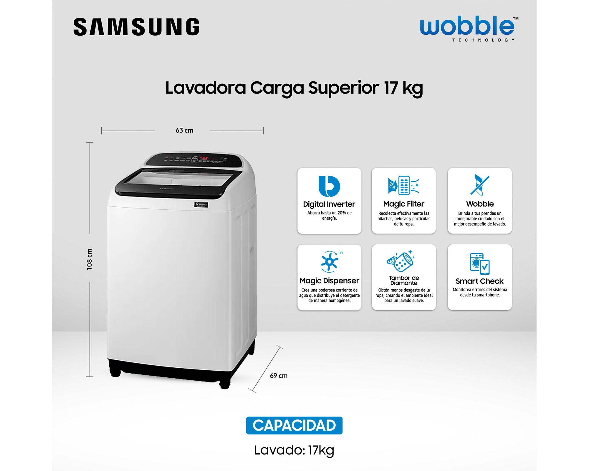 Lavadora carga superior 17 kg WA17T6260BW/ZS Samsung-23