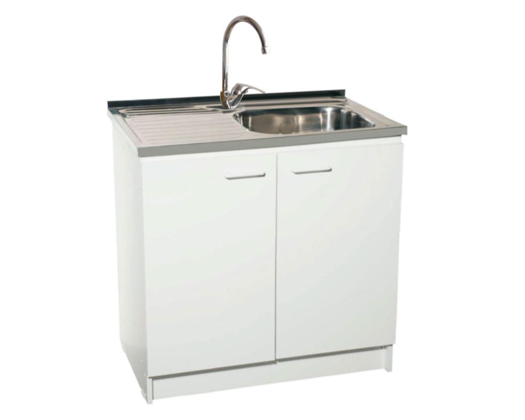 Mueble base lavaplatos izquierdo 80 cm blanco Tebisa-0