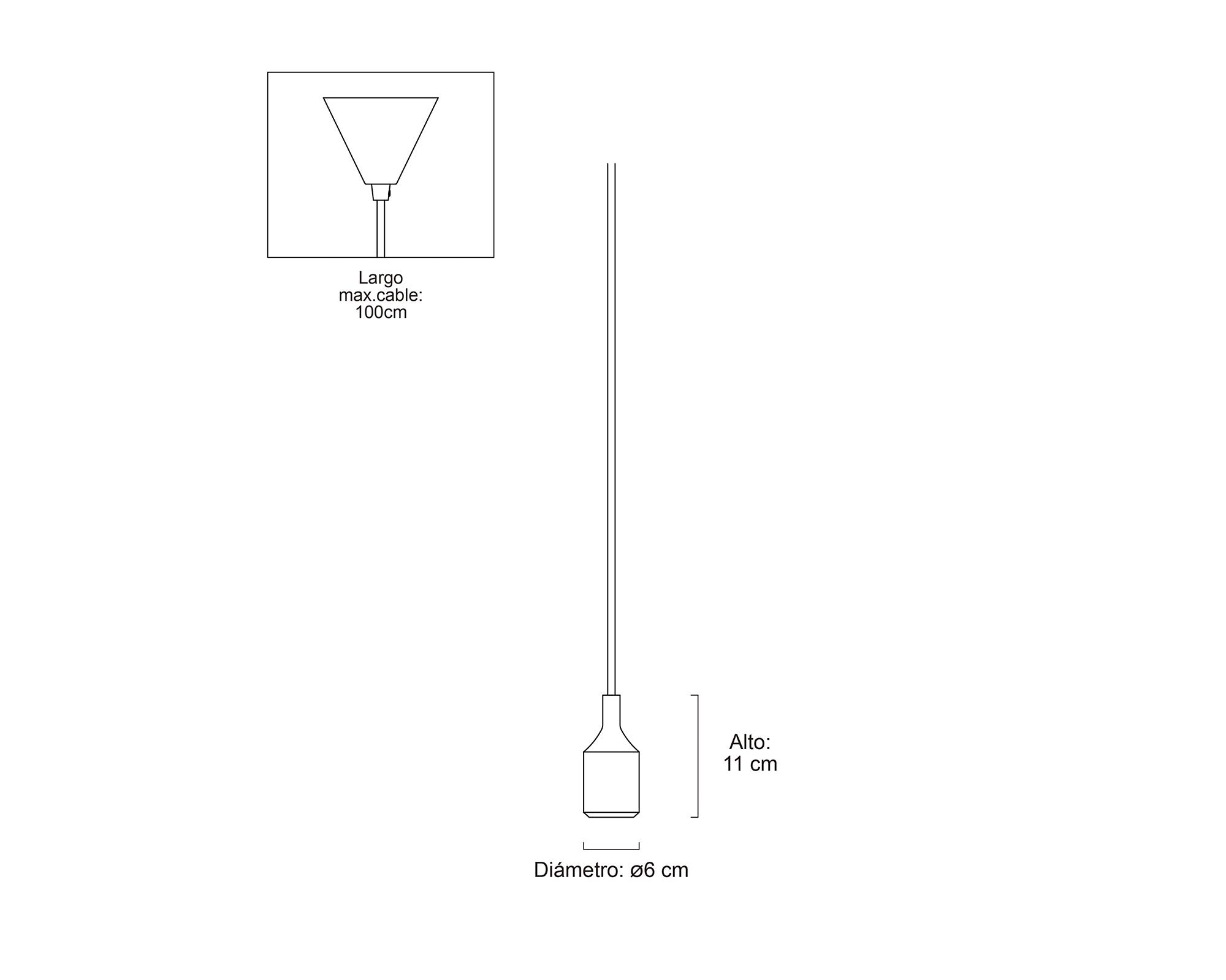 Lámpara colgar 1L E27 Soquete negro Abitare-3