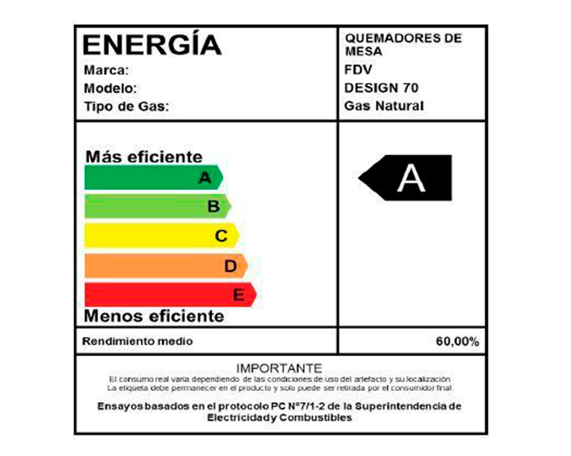 Encimera a gas 5 quemadores Design 70 NAT inox FDV-4
