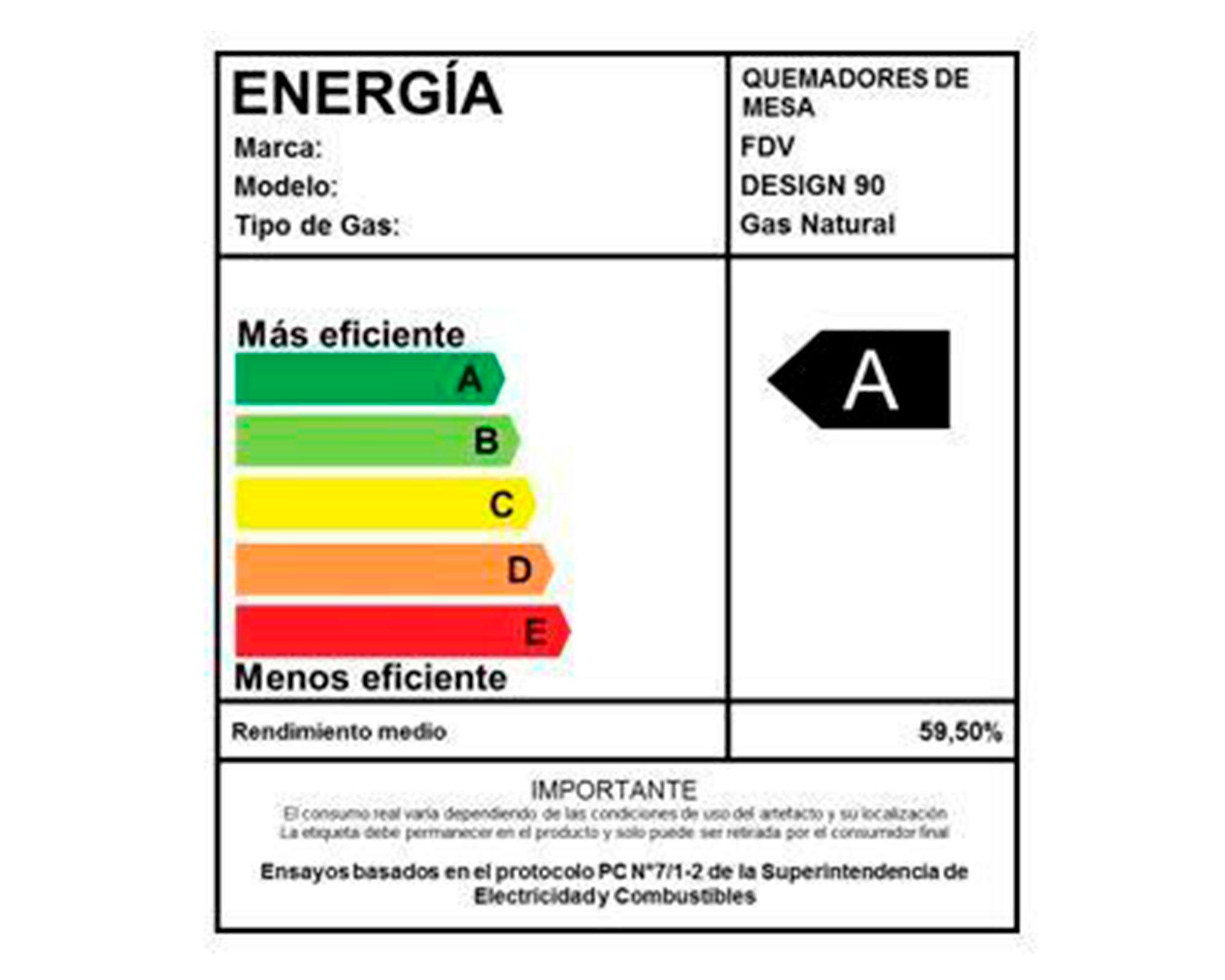 Encimera a gas 5 quemadores Design 90 NAT inox FDV-4