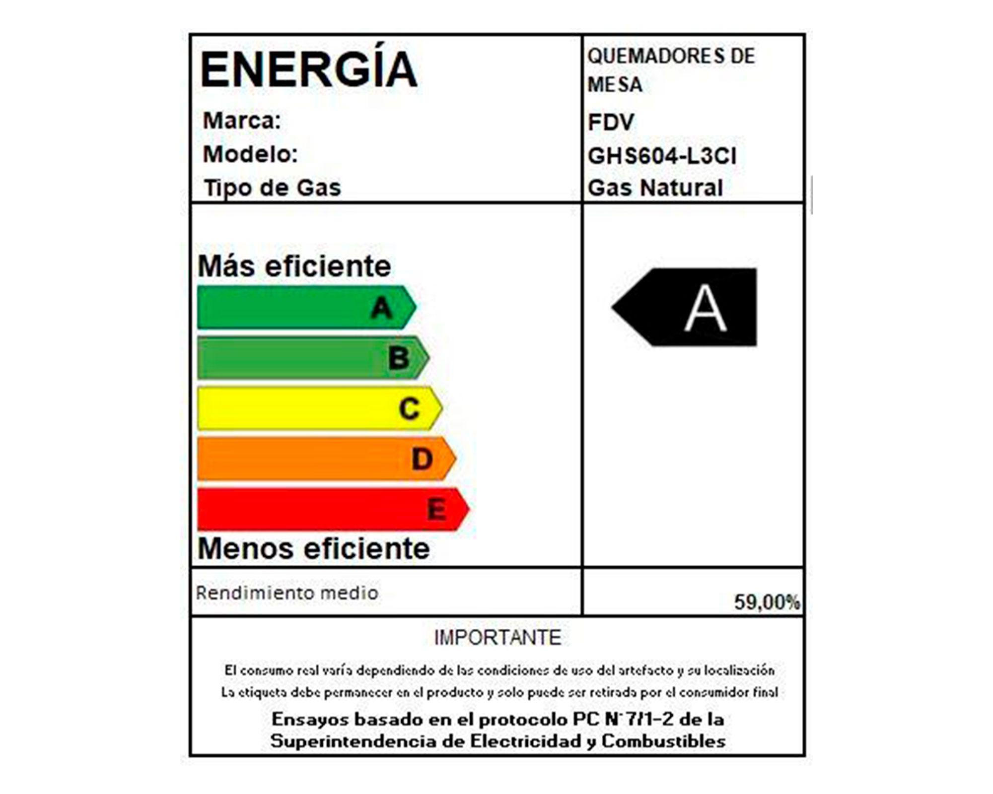 Encimera a gas 5 quemadores Prestige 90 NAT inox FDV-4