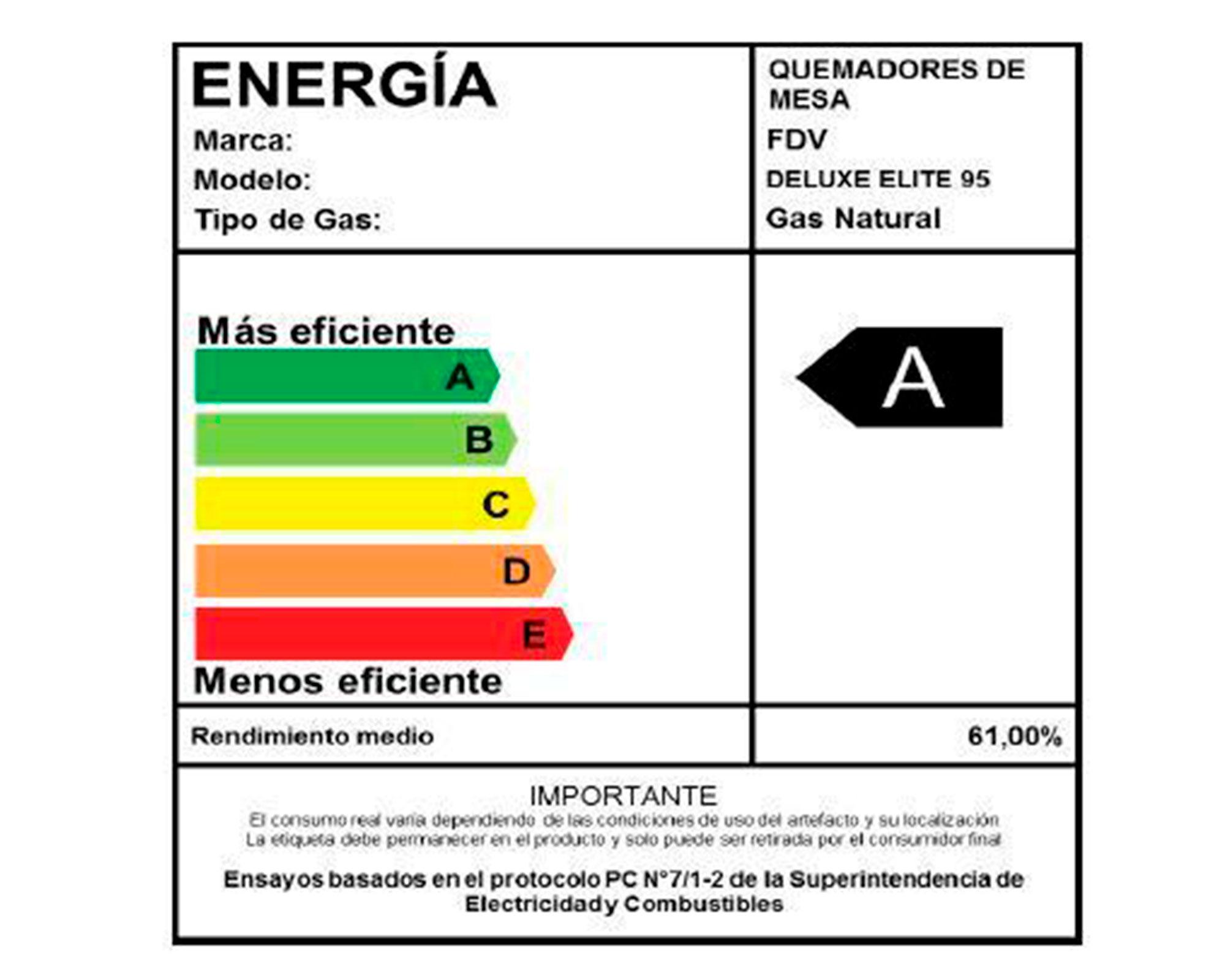 Encimera a gas 5 quemadores Deluxe Elite 95 NAT inox FDV-5