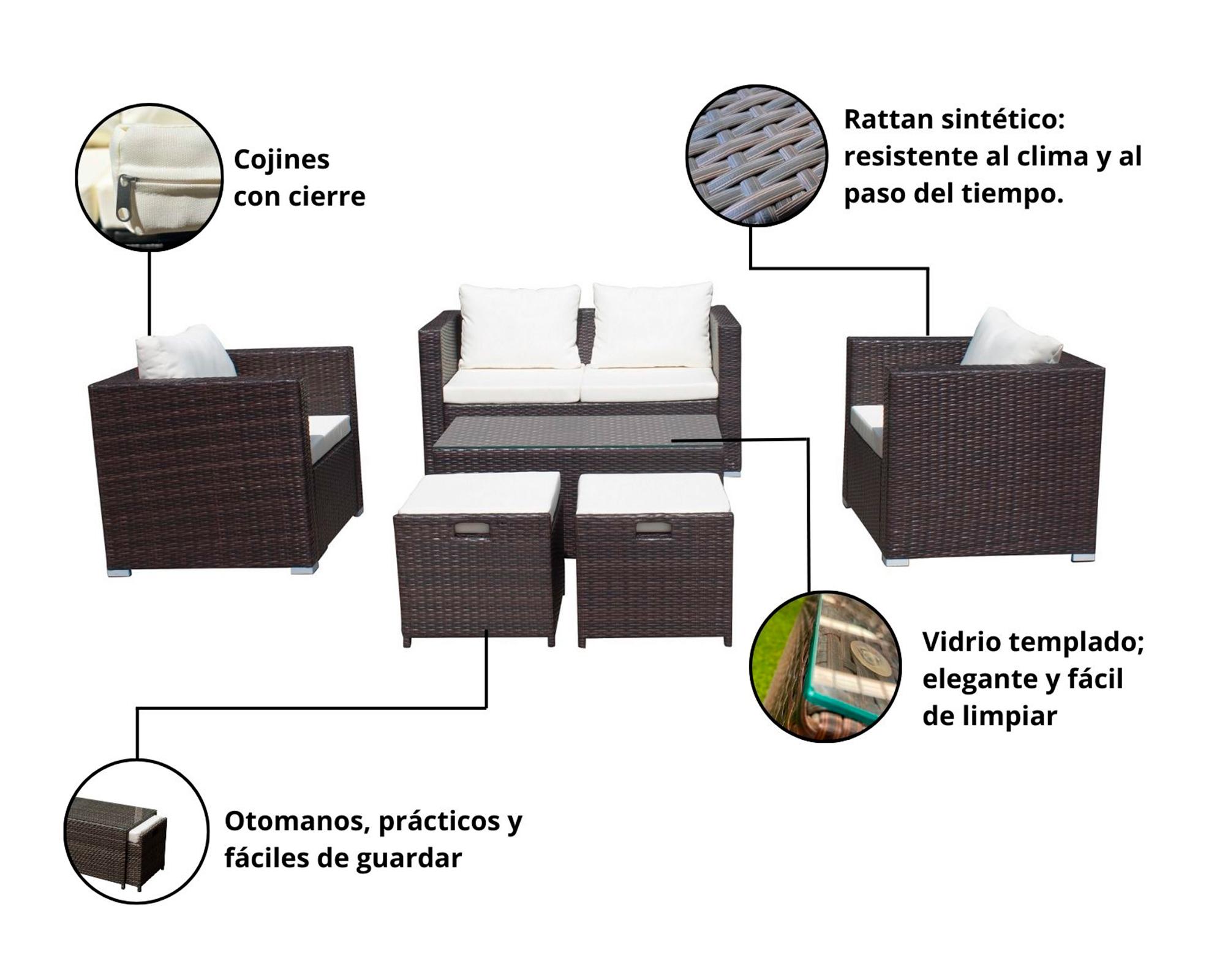 Set terraza 6 personas Brisbane chocolate El Barco-2