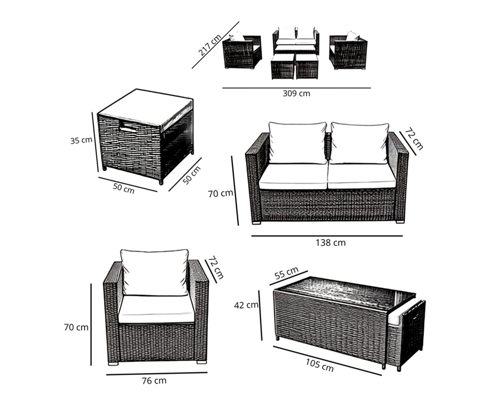 Set terraza 6 personas Brisbane chocolate El Barco-4