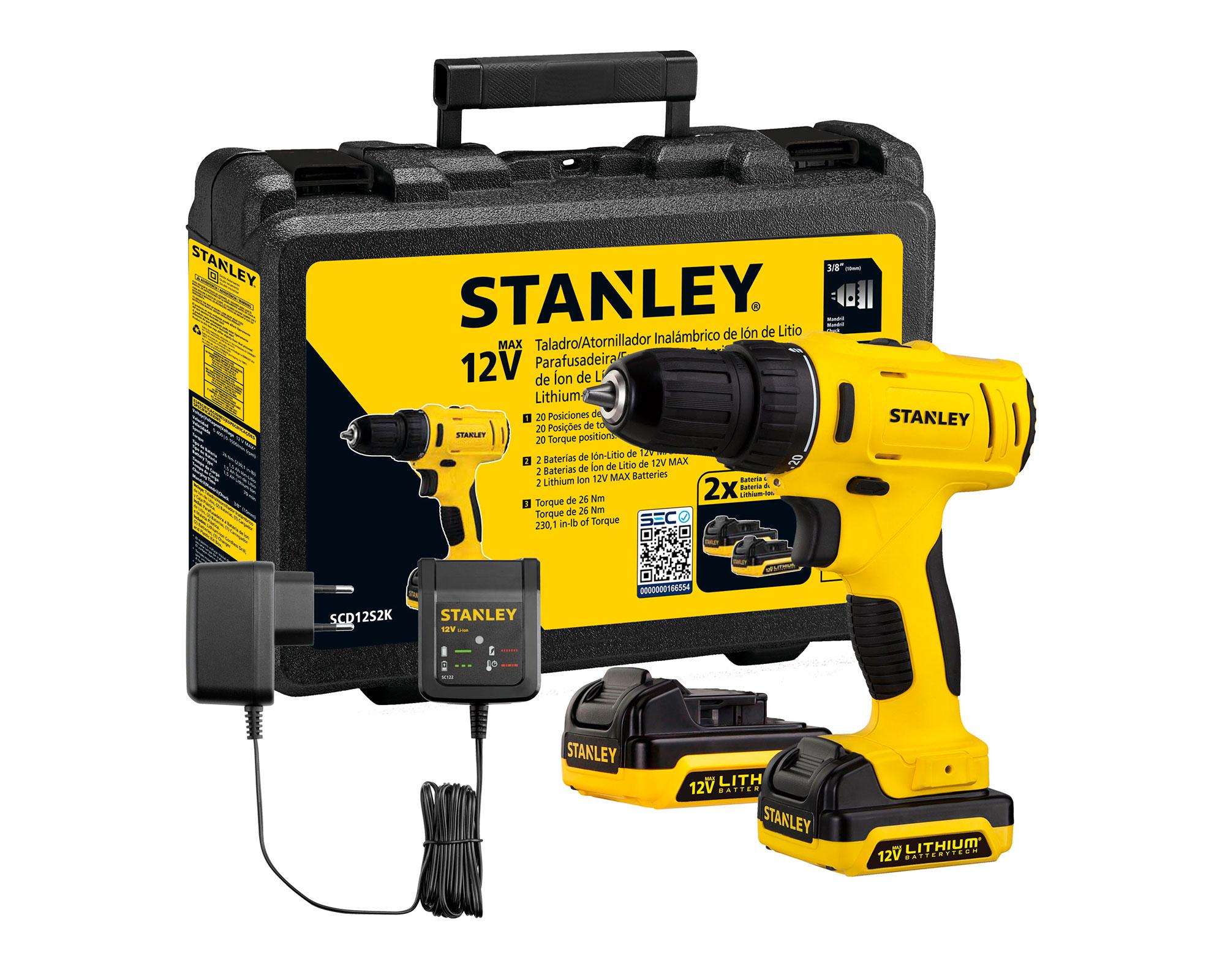 Taladro rotación inalámbrico 12V 10mm SCD121S2K-B2 + 2 baterías 1,5 Ah Stanley-5