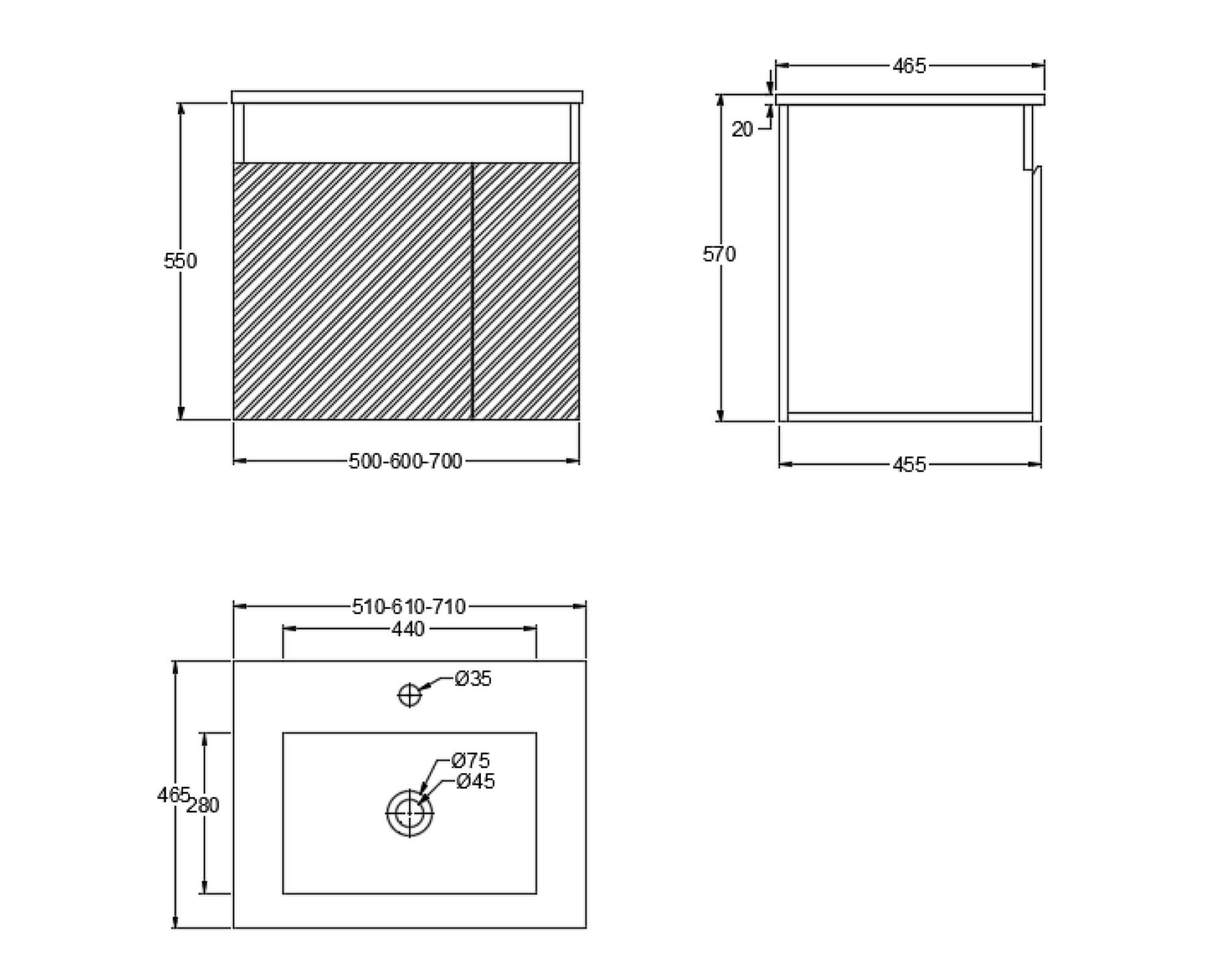 Mueble vanitorio 50 cm Kyle Klipen.-2