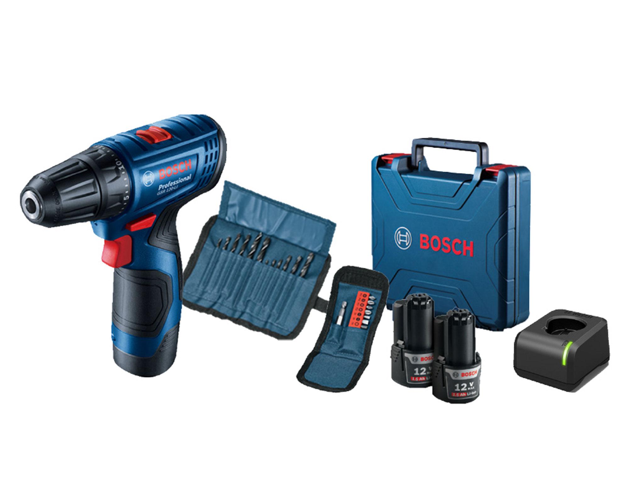 Taladro atornillador inalámbrico 12V 10mm GSR 120 LI + 2 baterías + 21 accesorios Bosch-0