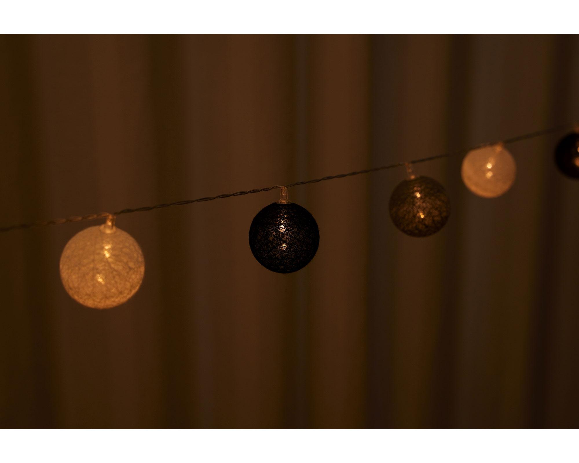 Guirnalda LED 20L esfera negro/gris/blanco Abitare-2
