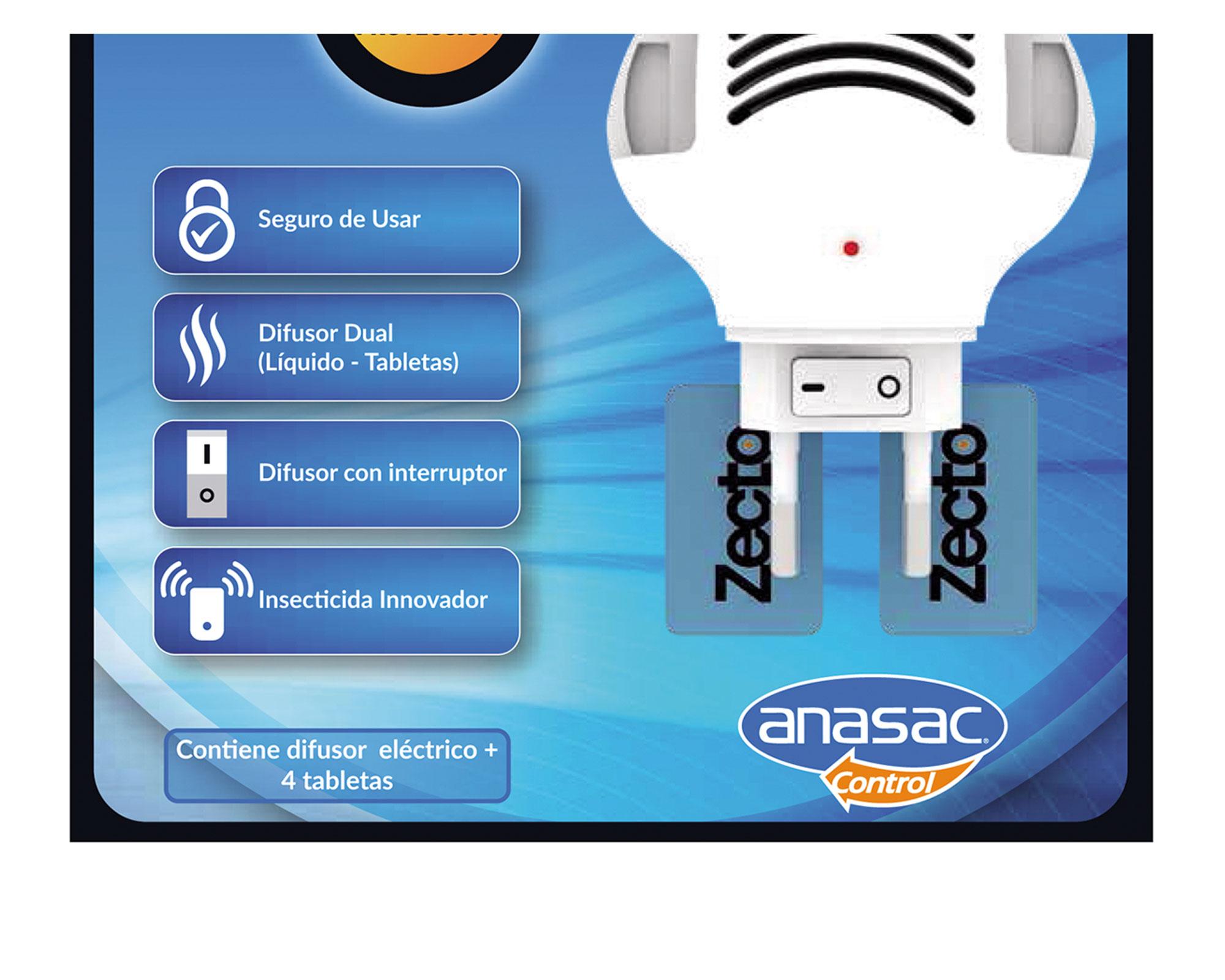 Difusor eléctrico + 4 tabletas insecticida Zecto Anasac-2