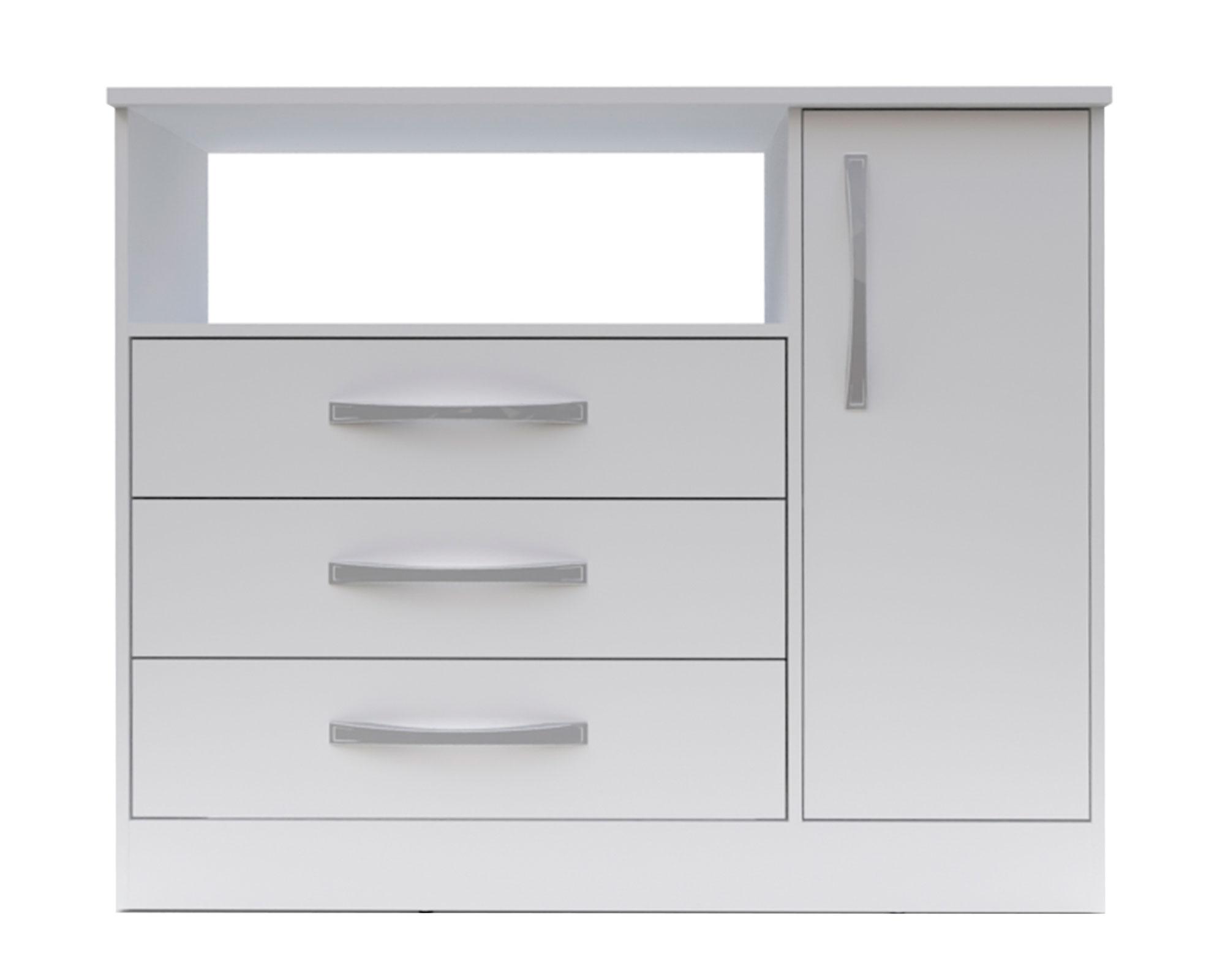 Cómoda 1 puerta 3 cajones Zuris blanco Home Mobili-0