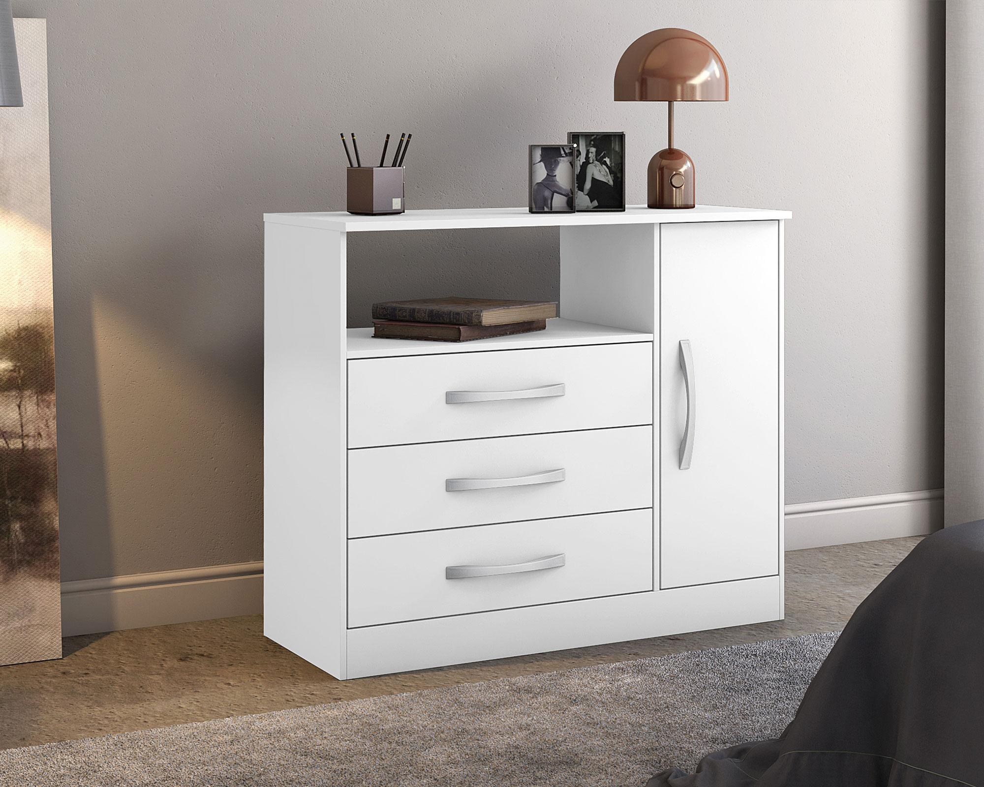 Cómoda 1 puerta 3 cajones Zuris blanco Home Mobili-3