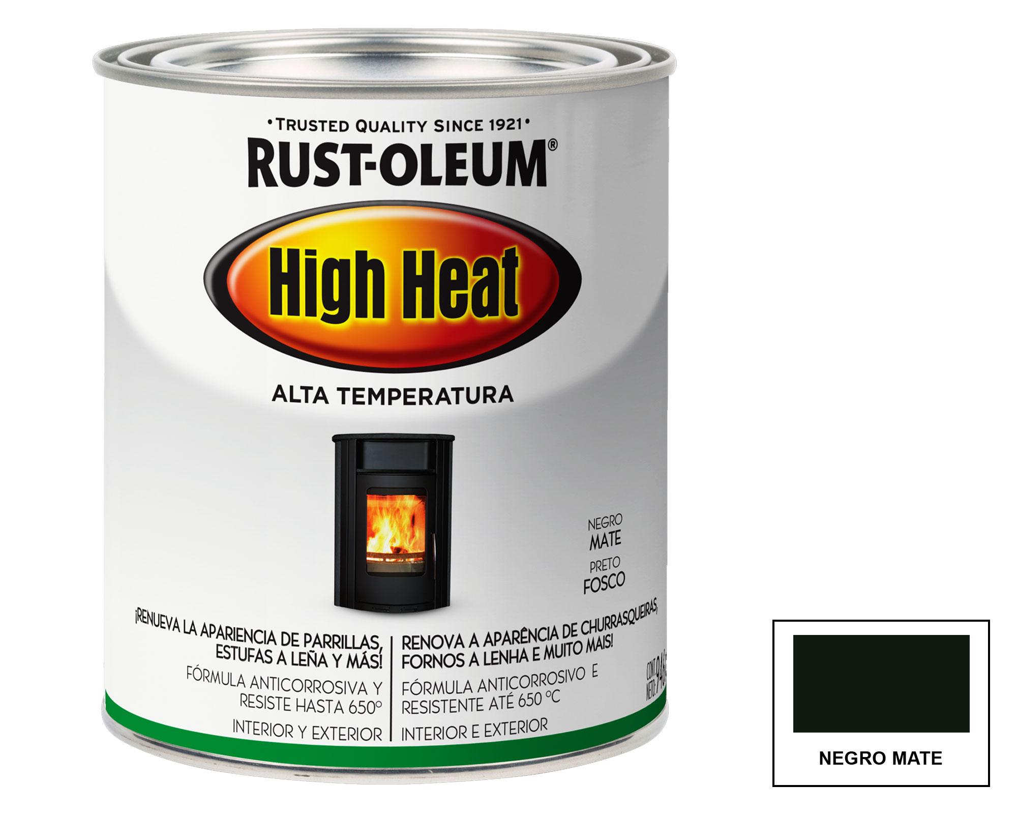 Esmalte sintético 946 ml Alta Temperatura negro mate Rust-Oleum.-0
